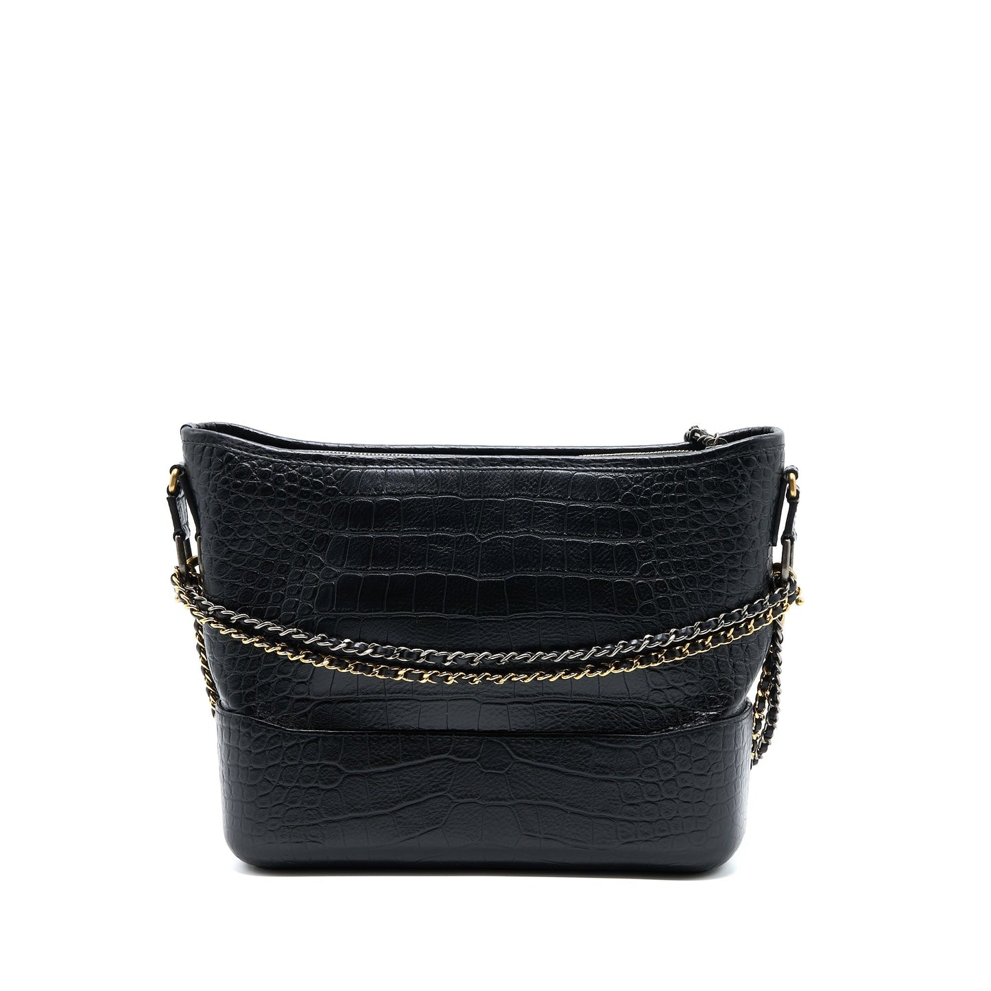 Chanel Gabrielle Hobo Croc Embossed Calfskin Logo Multicolour Black Shoulder Bag