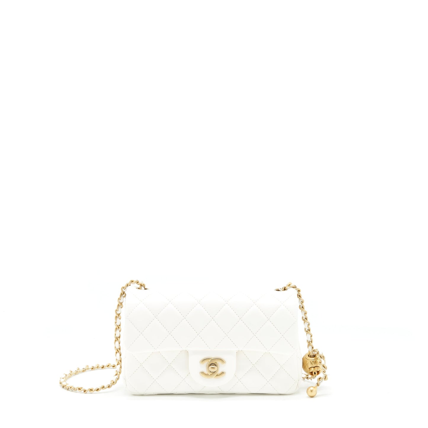 Chanel Rectangular Pearl Crush GHW White Mini Bag