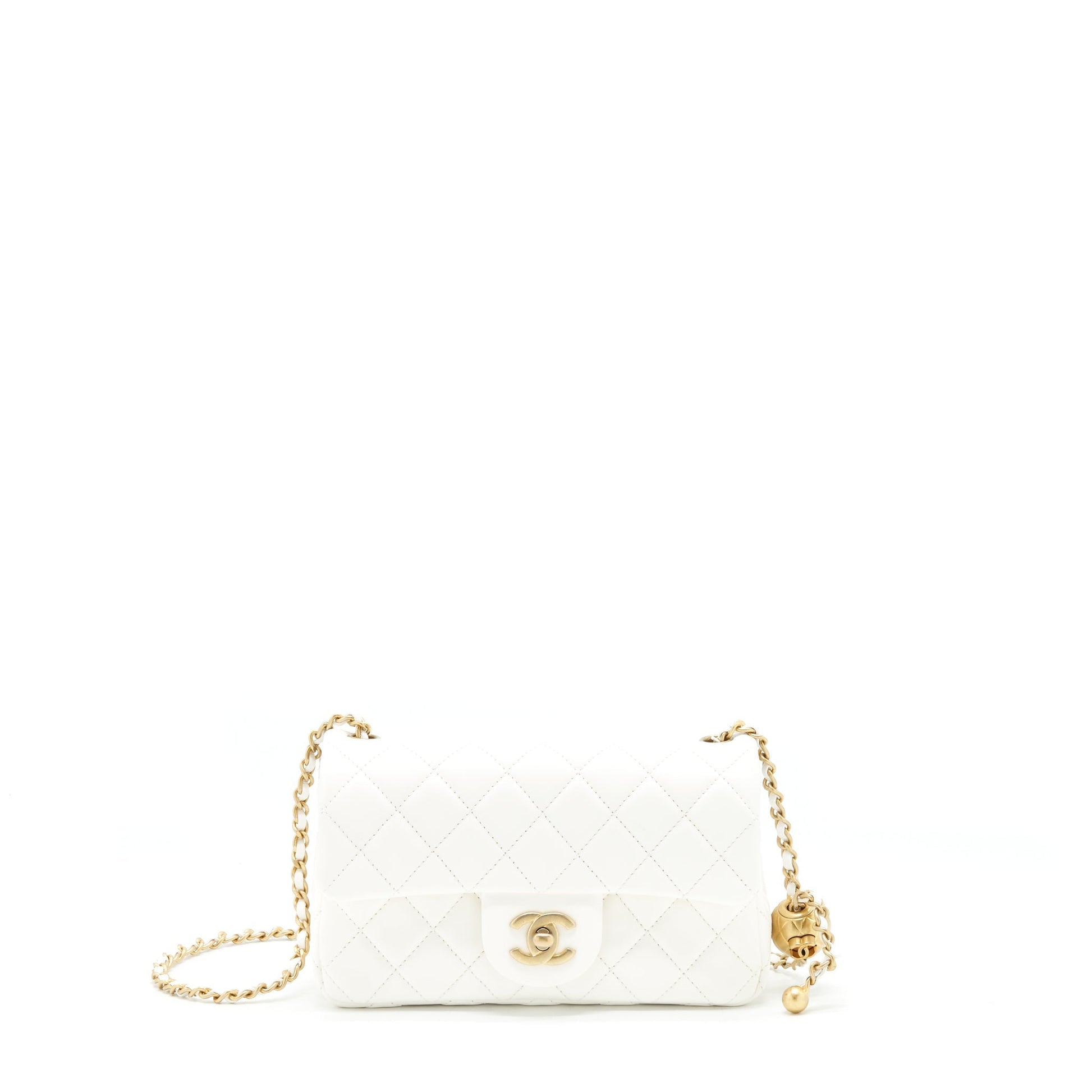 Chanel Rectangular Pearl Crush GHW White Mini Bag