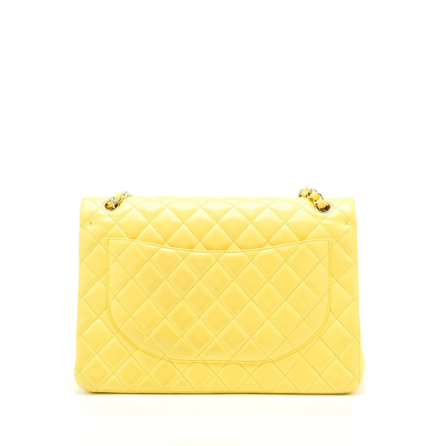 Chanel Maxi Classic Double Flap Lambskin Yellow Shoulder Bag