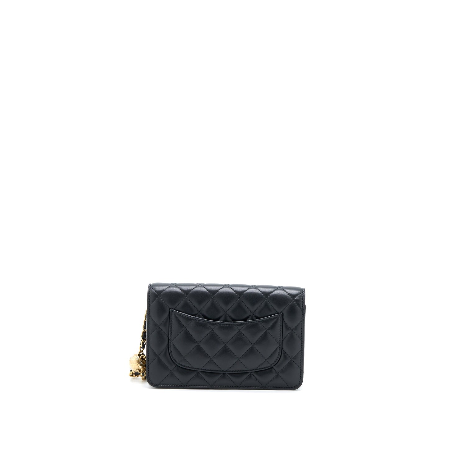 Chanel Pearl Crush On Lambskin Brushed GHW Black Wallet Case