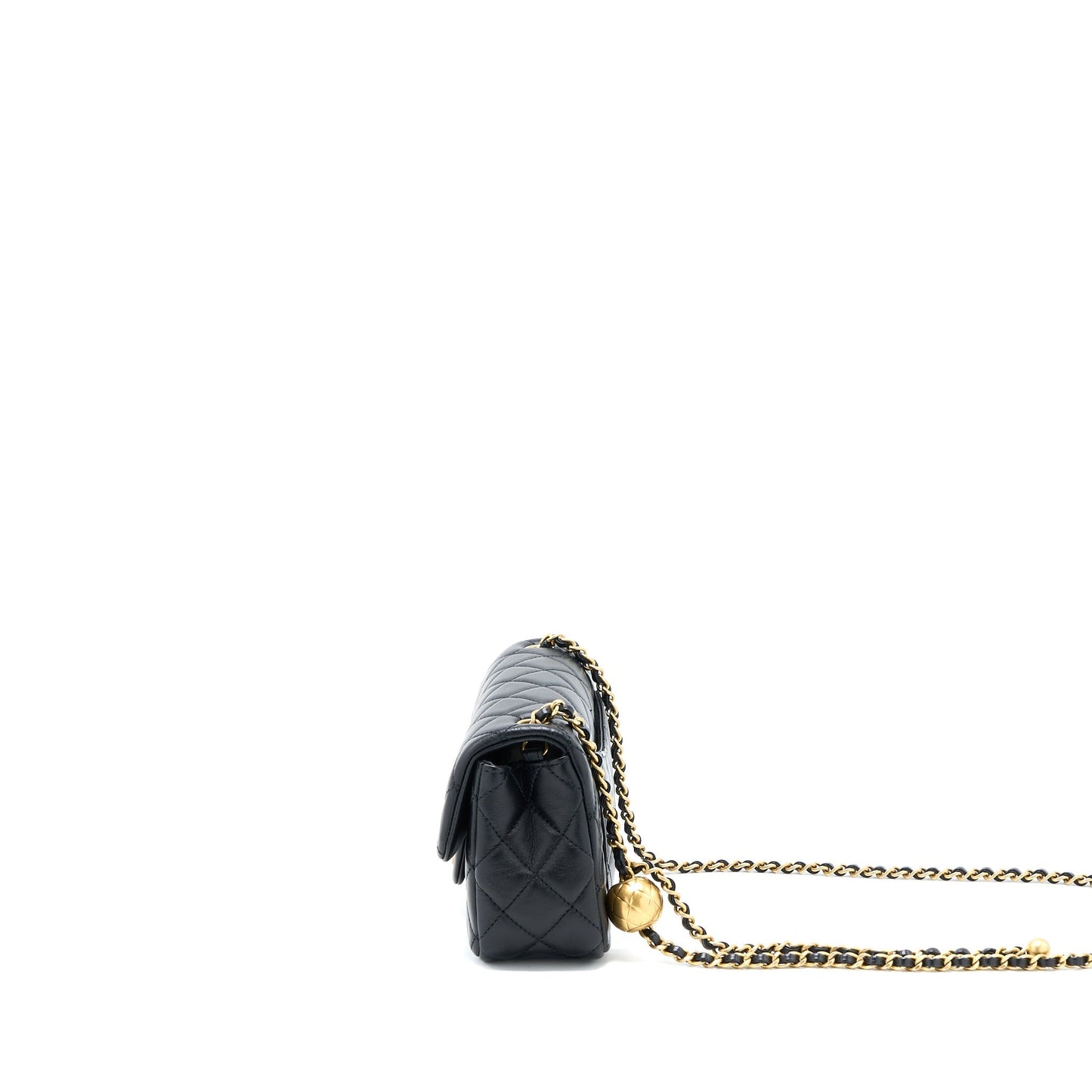 Chanel Pearl Crush Rectangular Flap Lambskin GHW Black Shoulder Bag Ghw 1