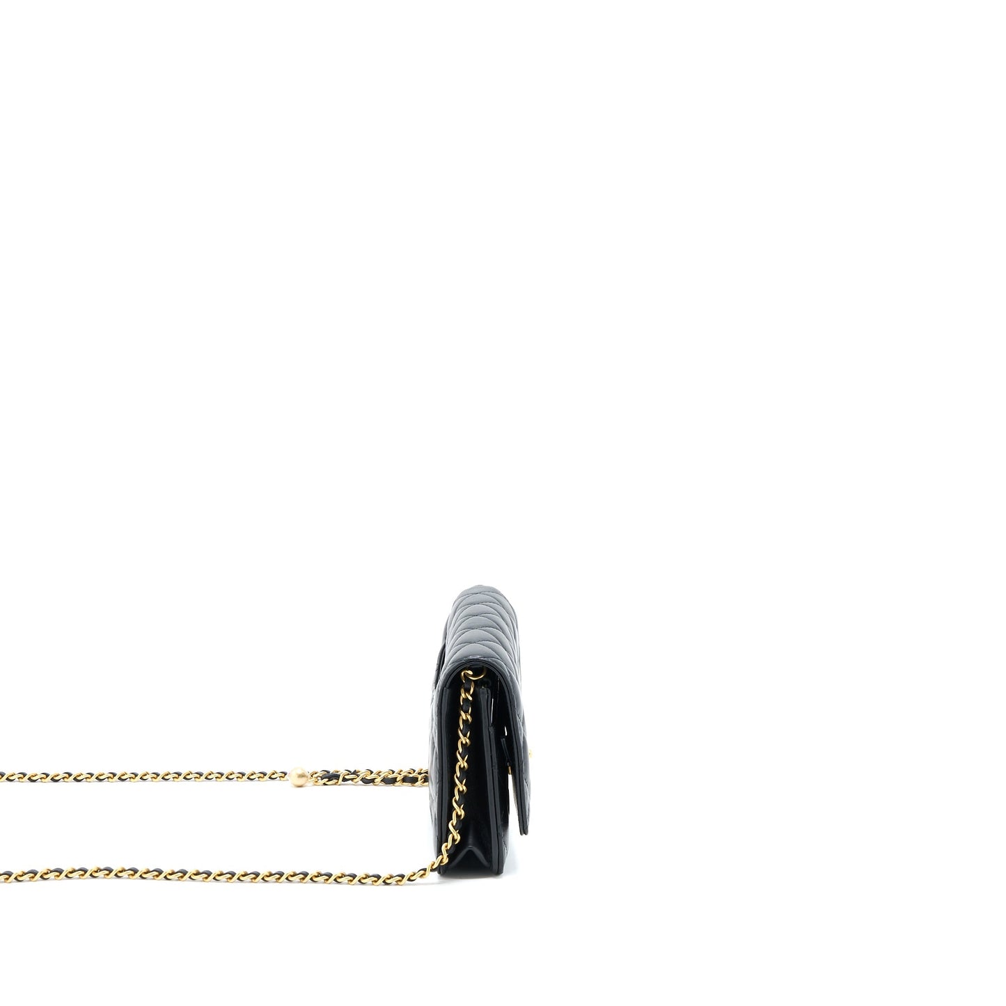 Chanel Pearl Crush On Lambskin Brushed GHW Black Wallet Case