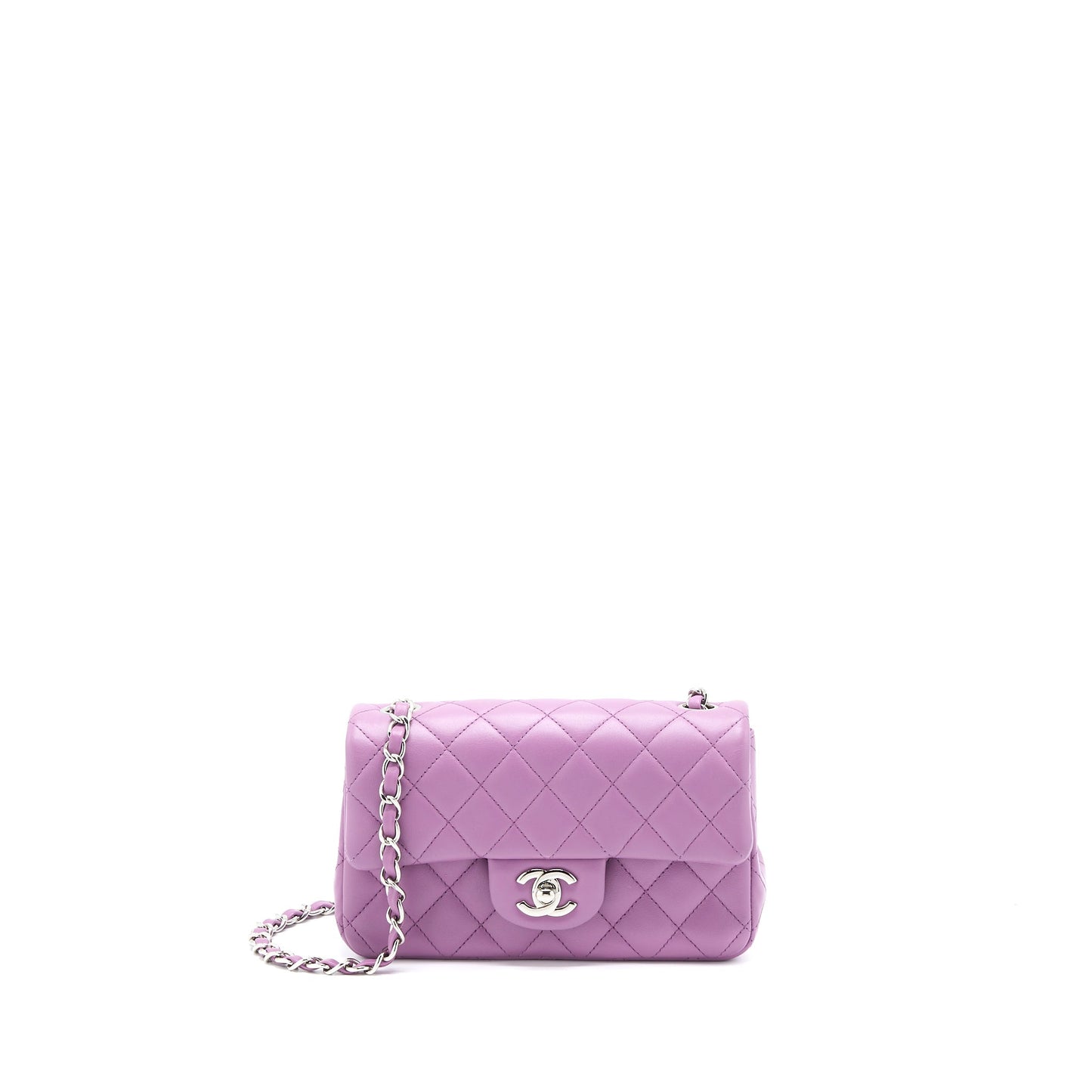 Chanel Rectangular Flap Lambskin Purple SHW Shoulder Bag