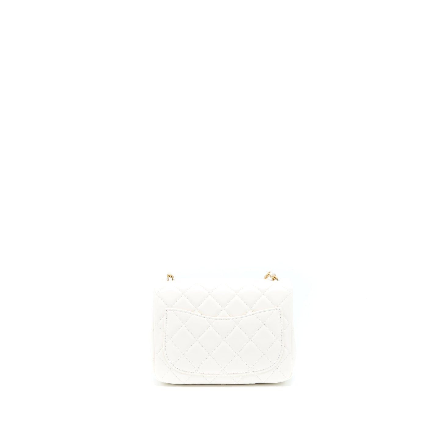 Chanel Pearl Crush Square Flap Lambskin GHW White Shoulder Bag
