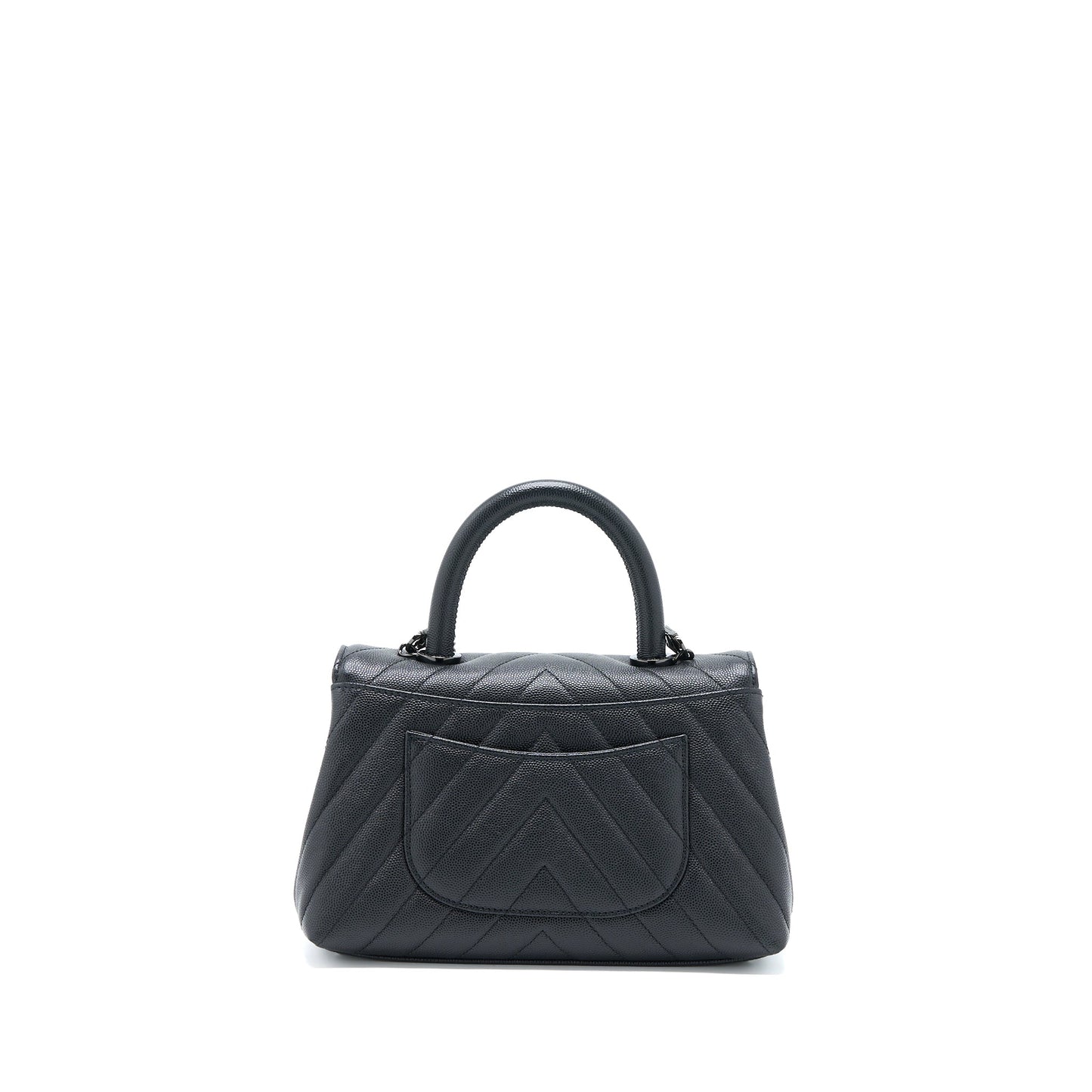 Chanel Coco Handle Chevron Caviar So Hardware Black Small Handbag