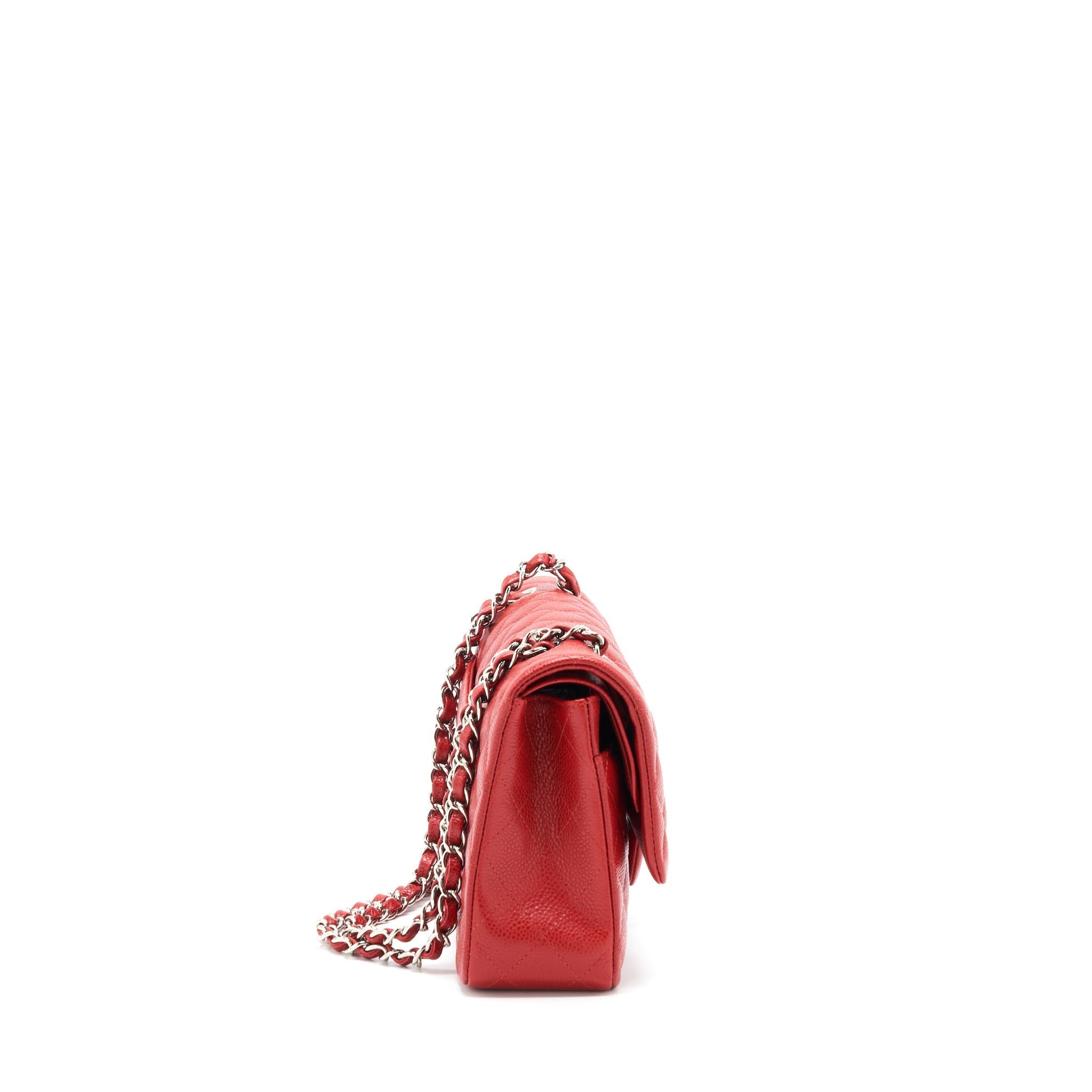 Chanel Classic Double Flap Caviar SHW Red Shoulder Bag Red Shw