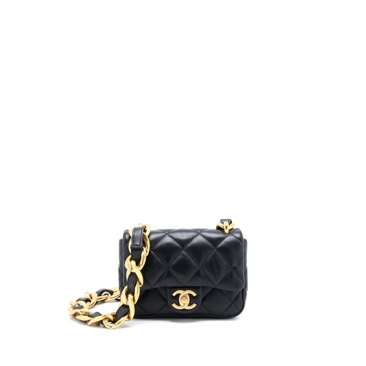 Chanel 22S Giant Flap Lambskin GHW Microchip Black Shoulder Bag
