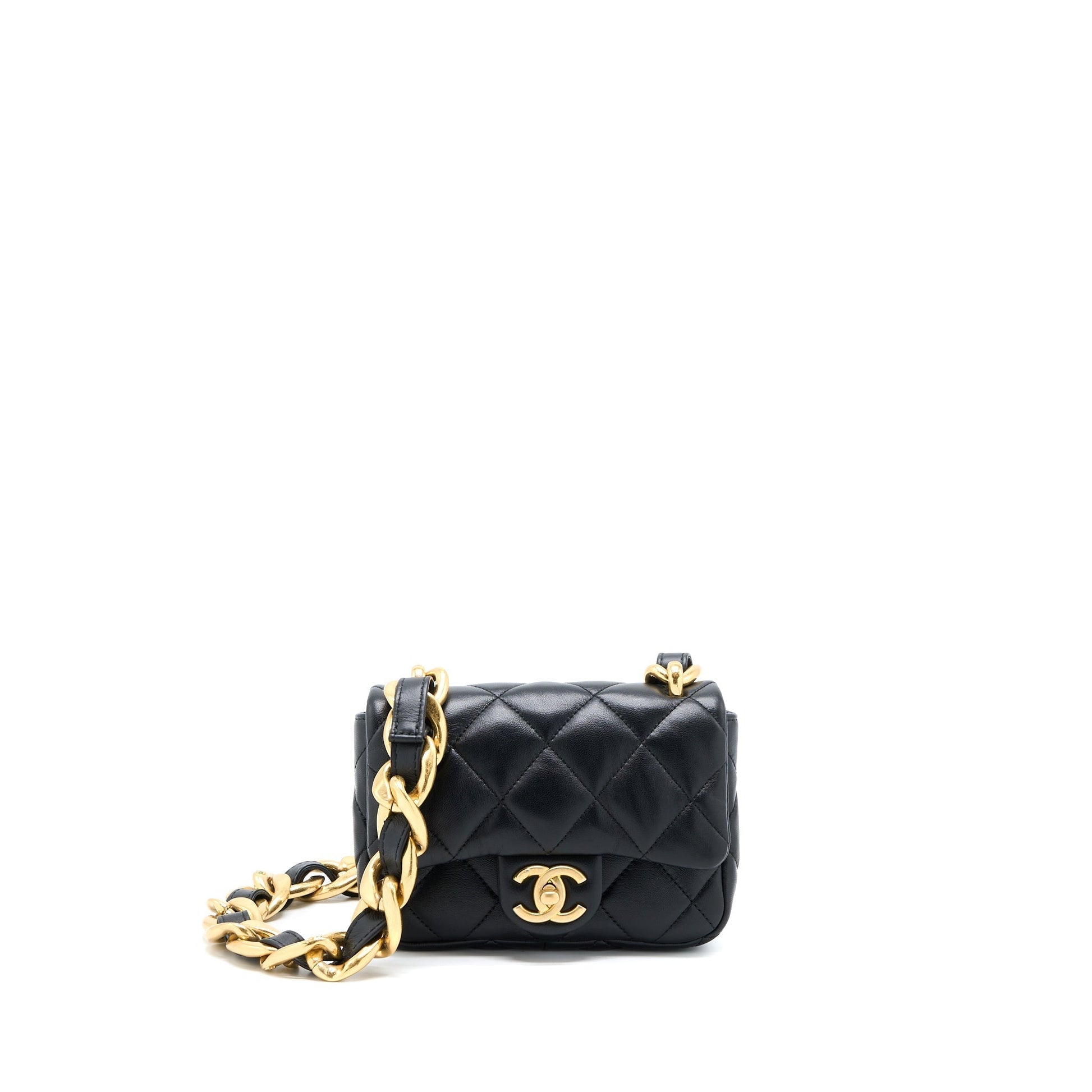 Chanel 22S Giant Flap Lambskin GHW Microchip Black Shoulder Bag