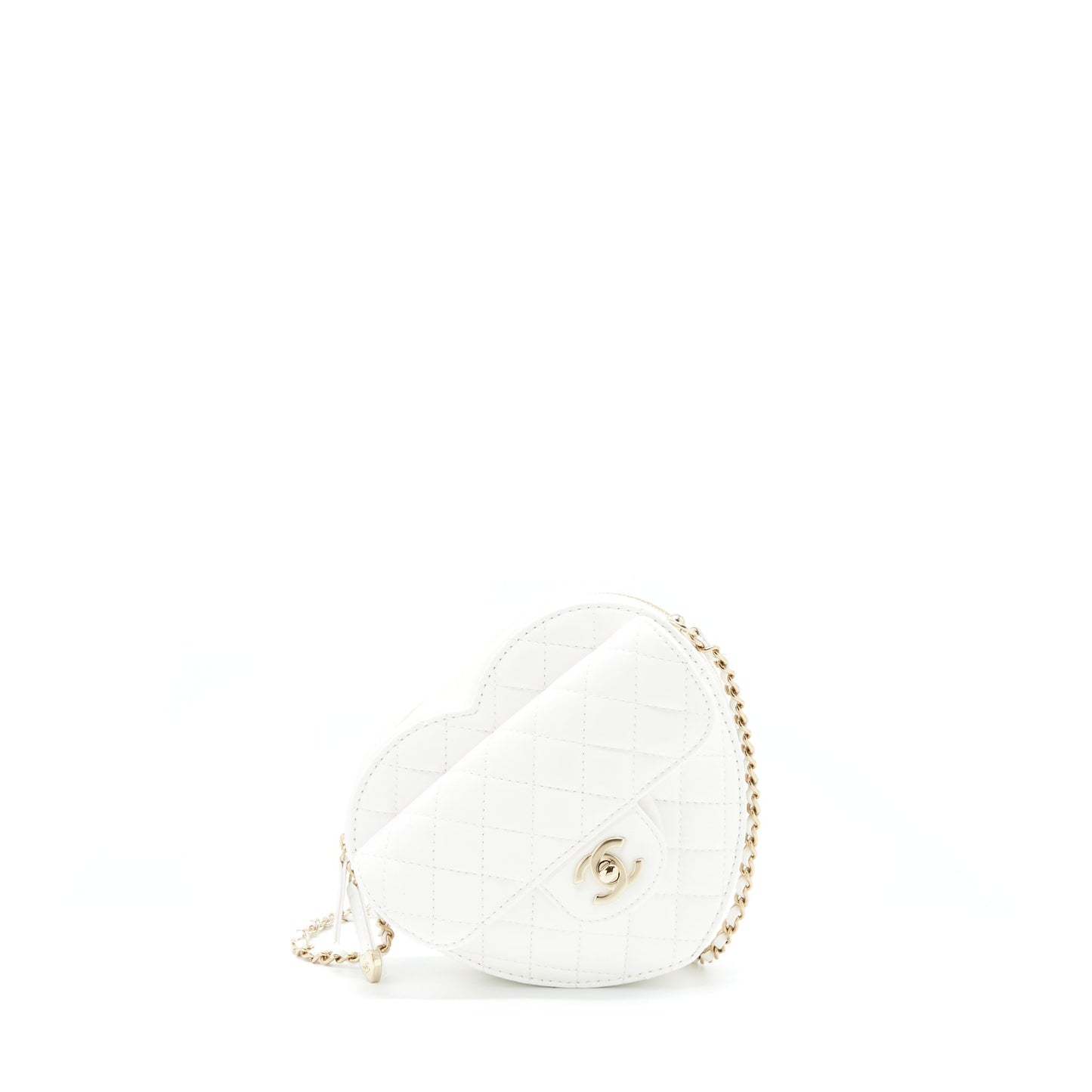 Chanel 22S Heart Lambskin LGHW Microchip White Handbag Microchip 3