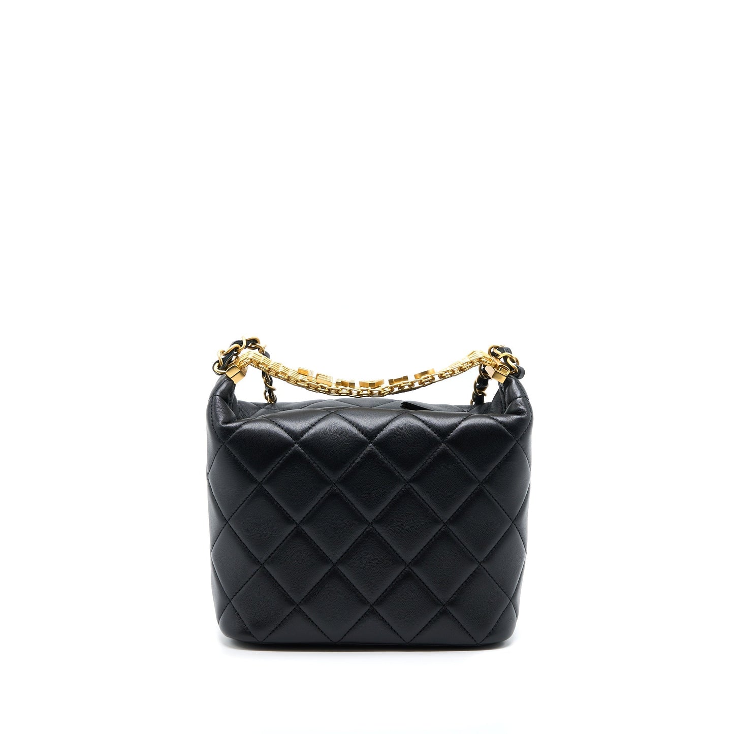 Chanel 22S Detail Handle Hobo Lambskin GHW Black Crossbody Bag