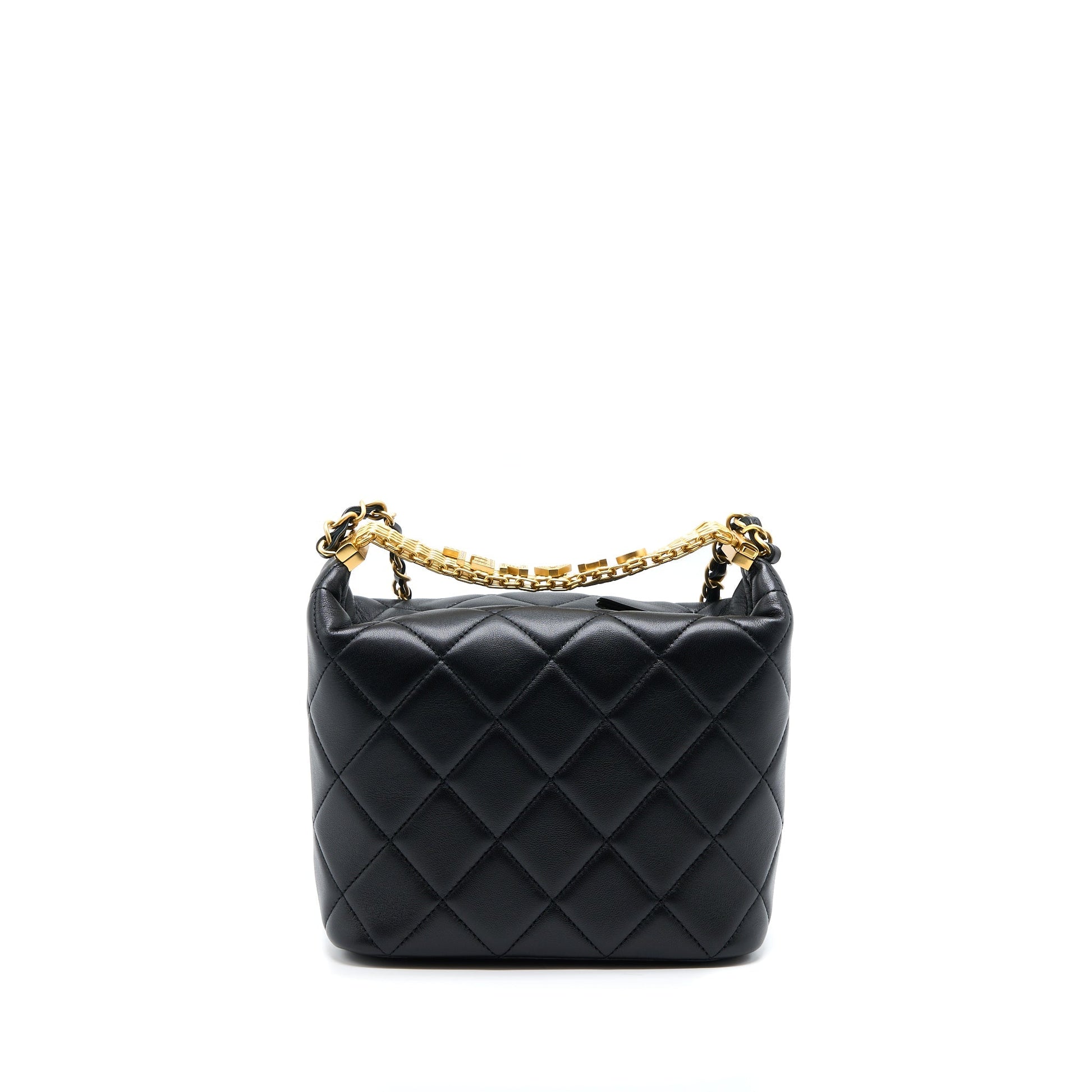 Chanel 22S Detail Handle Hobo Lambskin GHW Black Crossbody Bag