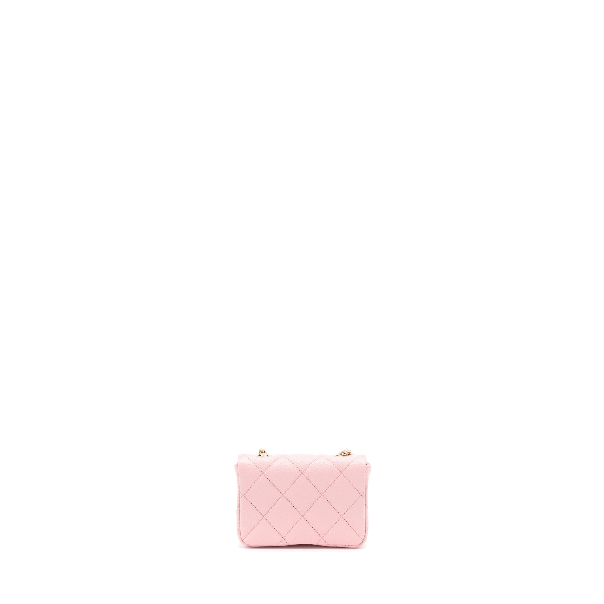 Chanel 22P Flap Belt Card Holder Caviar Pink Wallet Case