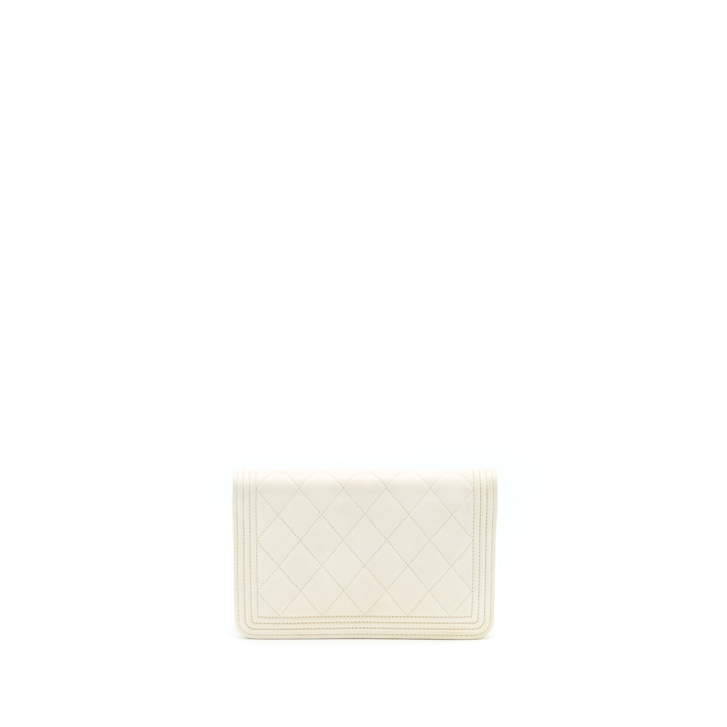Chanel Boy On Caviar LGHW White Wallet Case