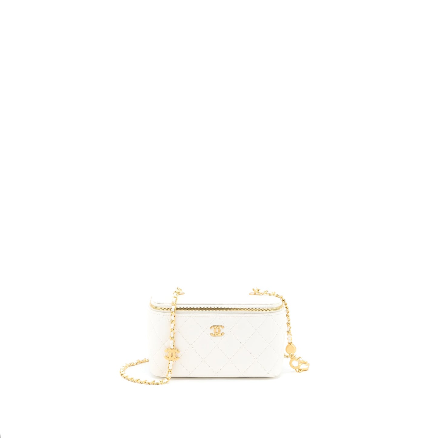 Chanel Long Vanity Coco Letter Lambskin GHW White Handbag