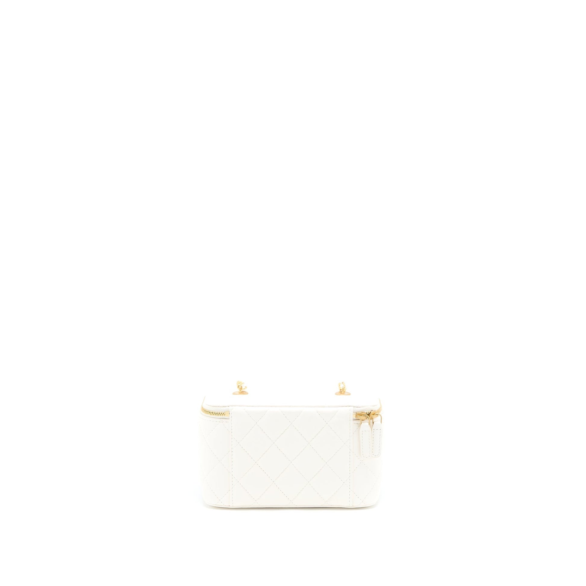Chanel Long Vanity Coco Letter Lambskin GHW White Handbag