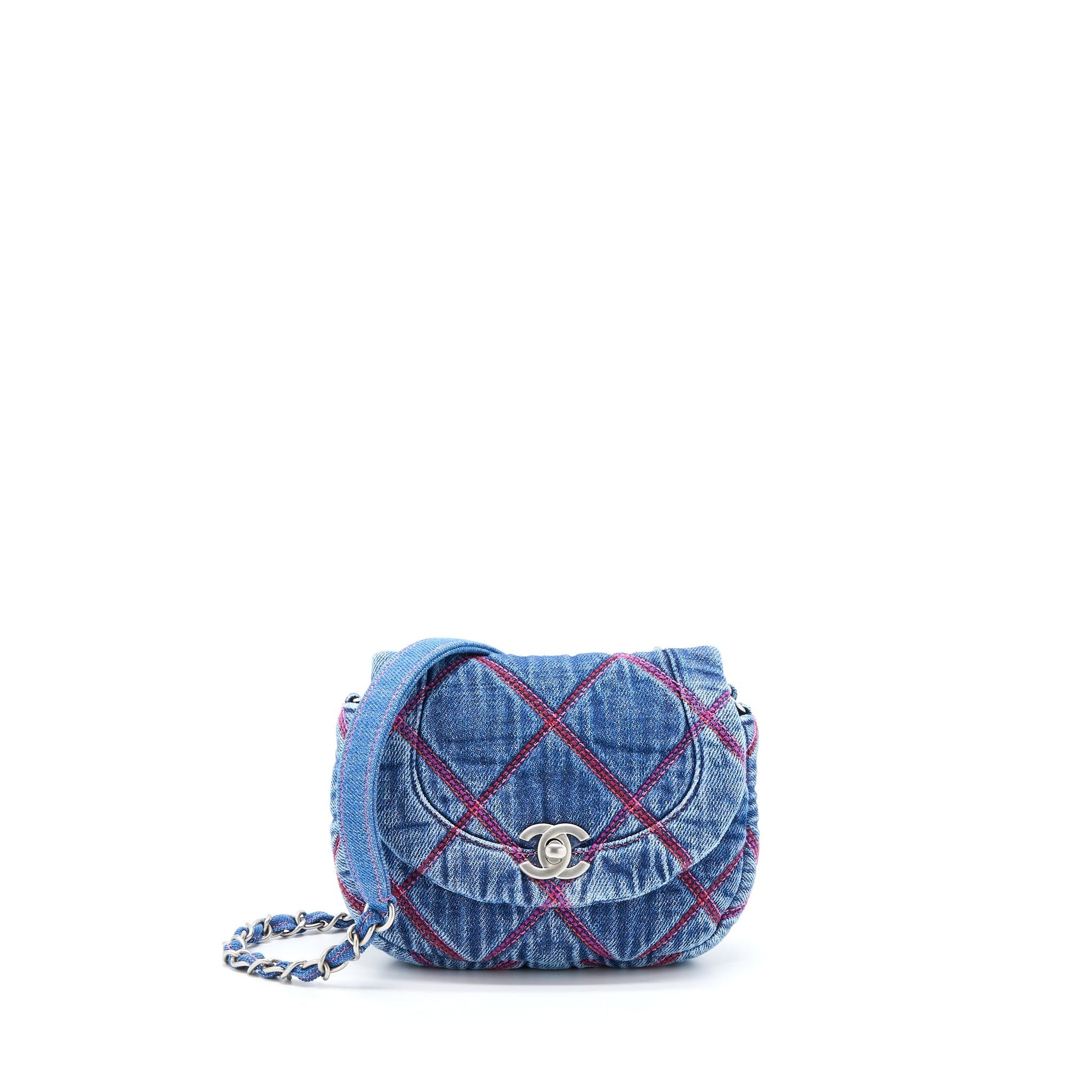Chanel 22S Coco Beach Denim Saddle Denim Blue Mini Bag