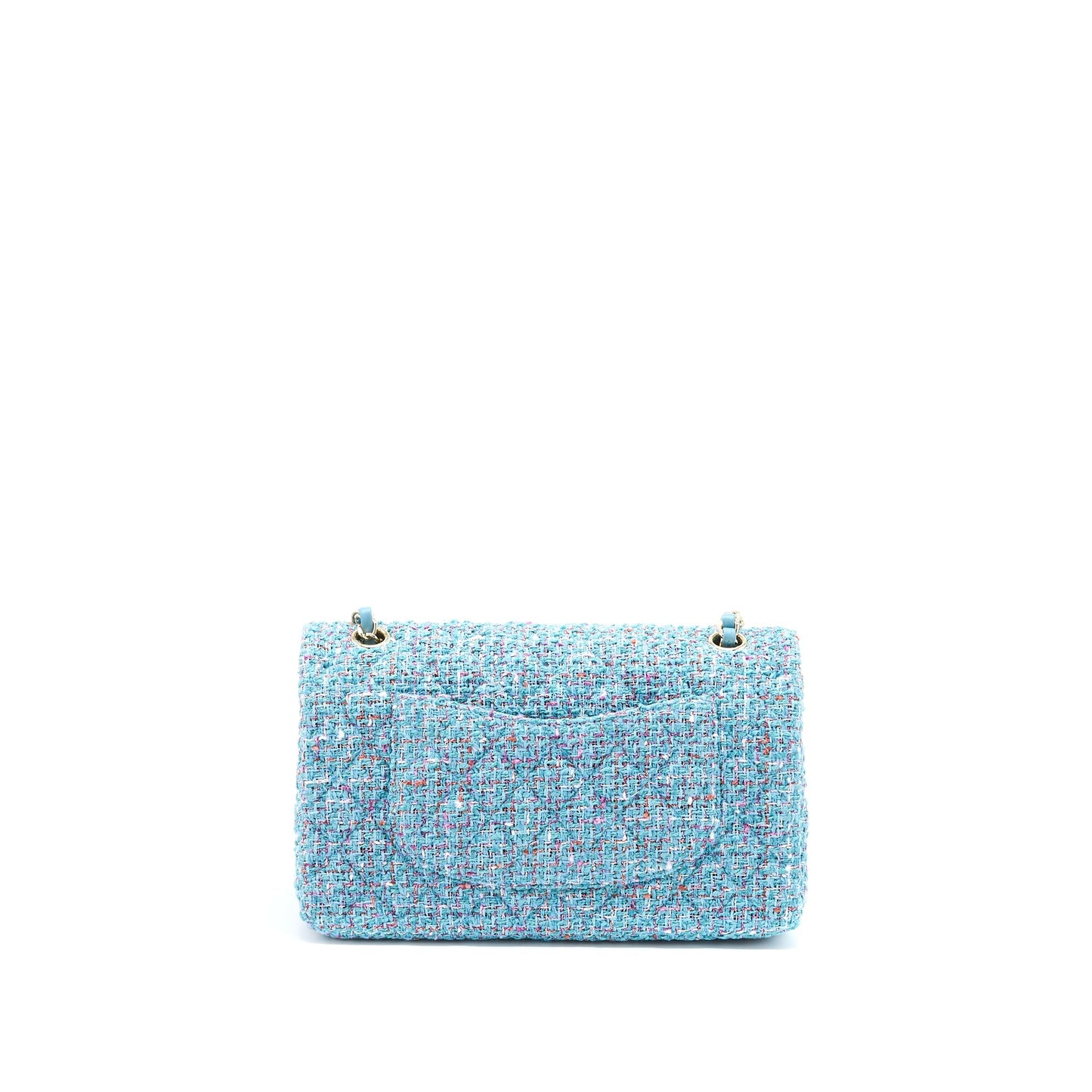 Chanel Tweed Classic Double Flap Light LGHW Blue Shoulder Bag