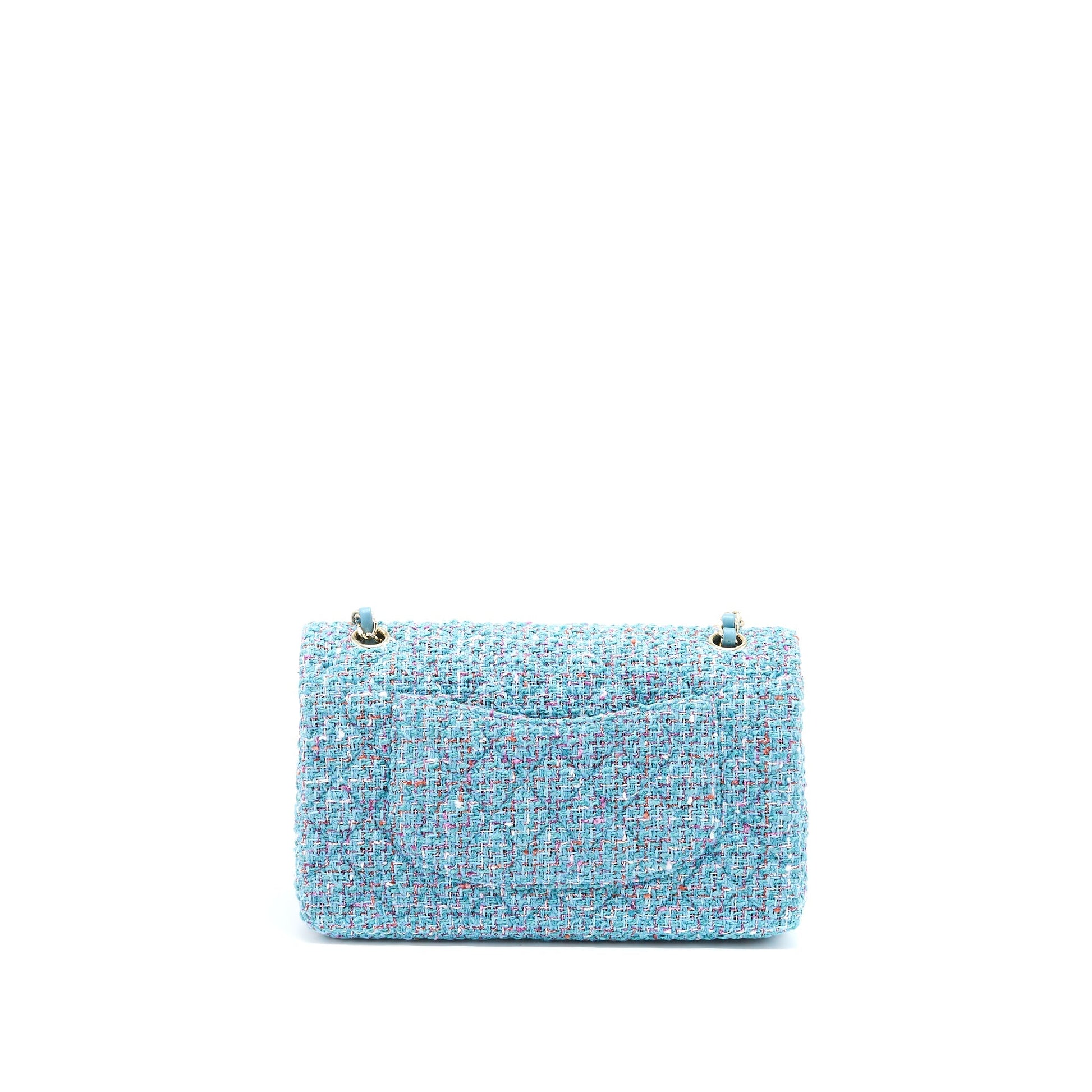 Chanel Tweed Classic Double Flap Light LGHW Blue Shoulder Bag