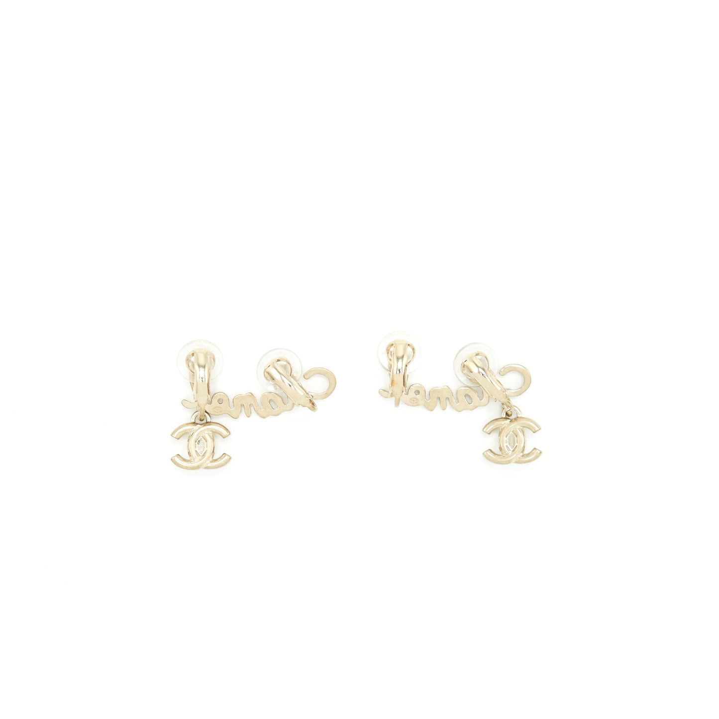 Chanel Letter CC Drop Ear Clip Light Gold Handbag