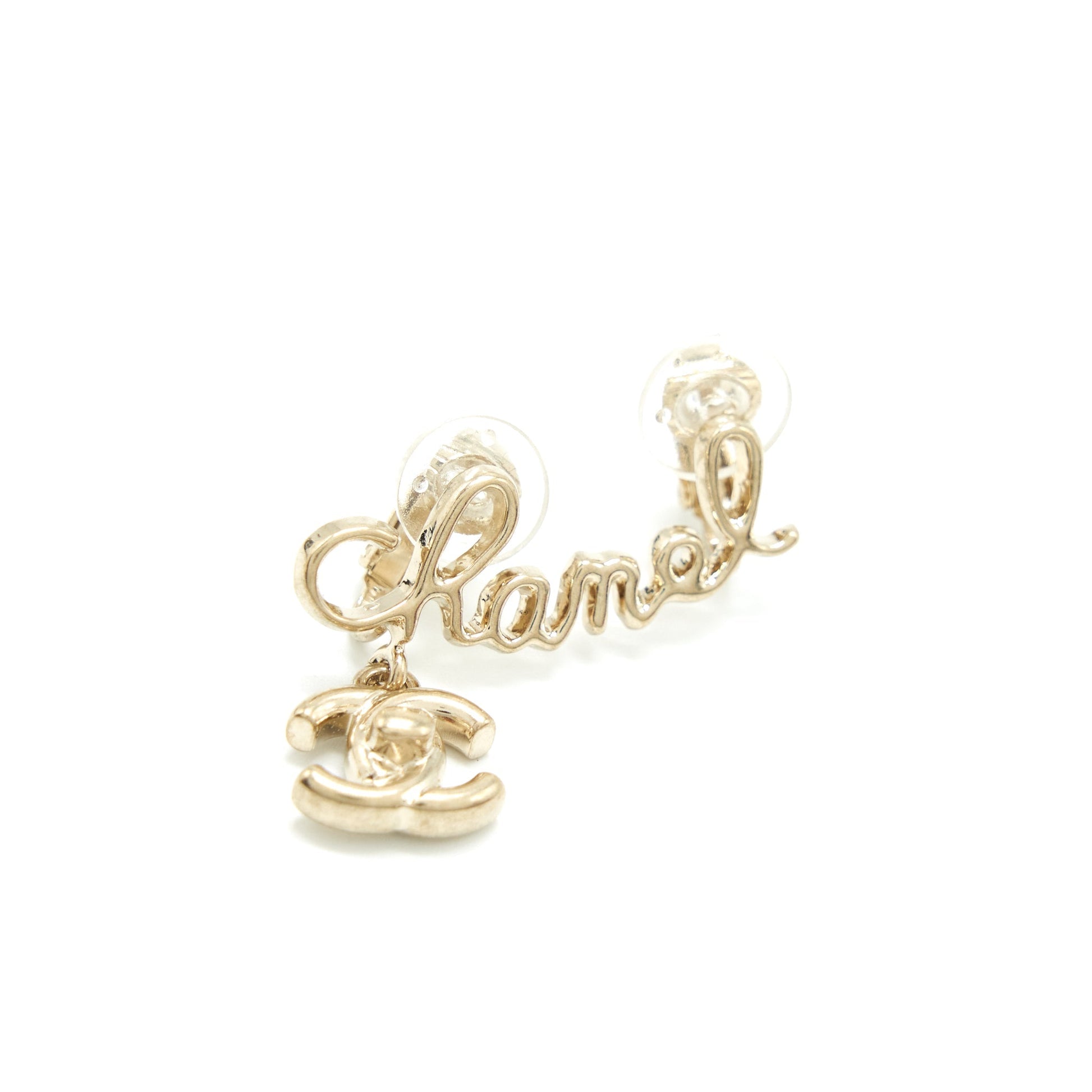 Chanel Letter CC Drop Ear Clip Light Gold Handbag