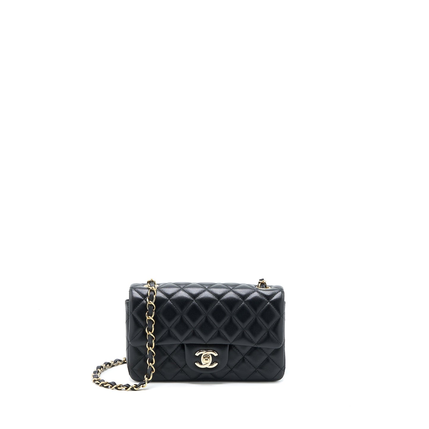 Chanel Classic Rectangular Flap Lambskin LGHW Microchip Black Shoulder Bag Microchip 2