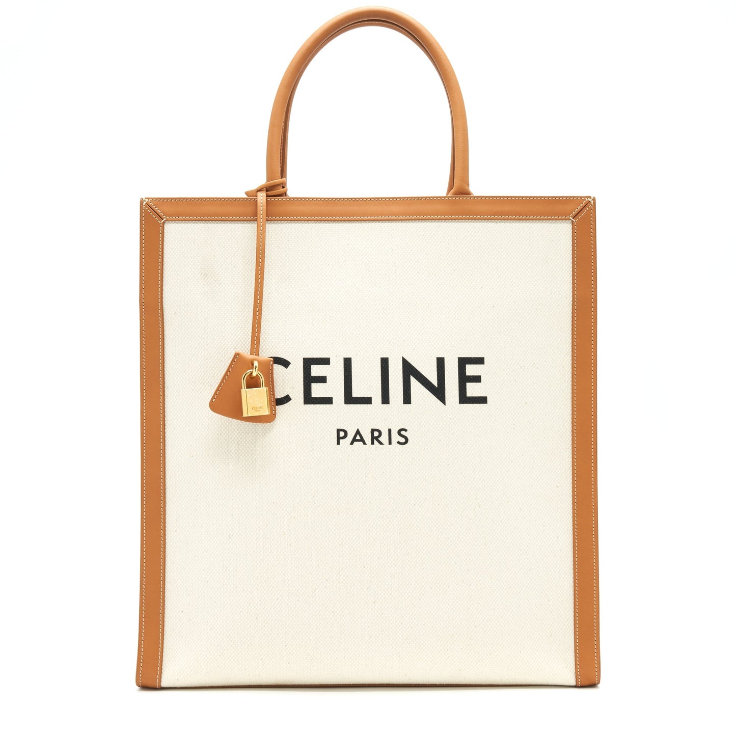 Celine Vertical Cabas With Print And Calfskin Handbag Canvas Small Travel Bag