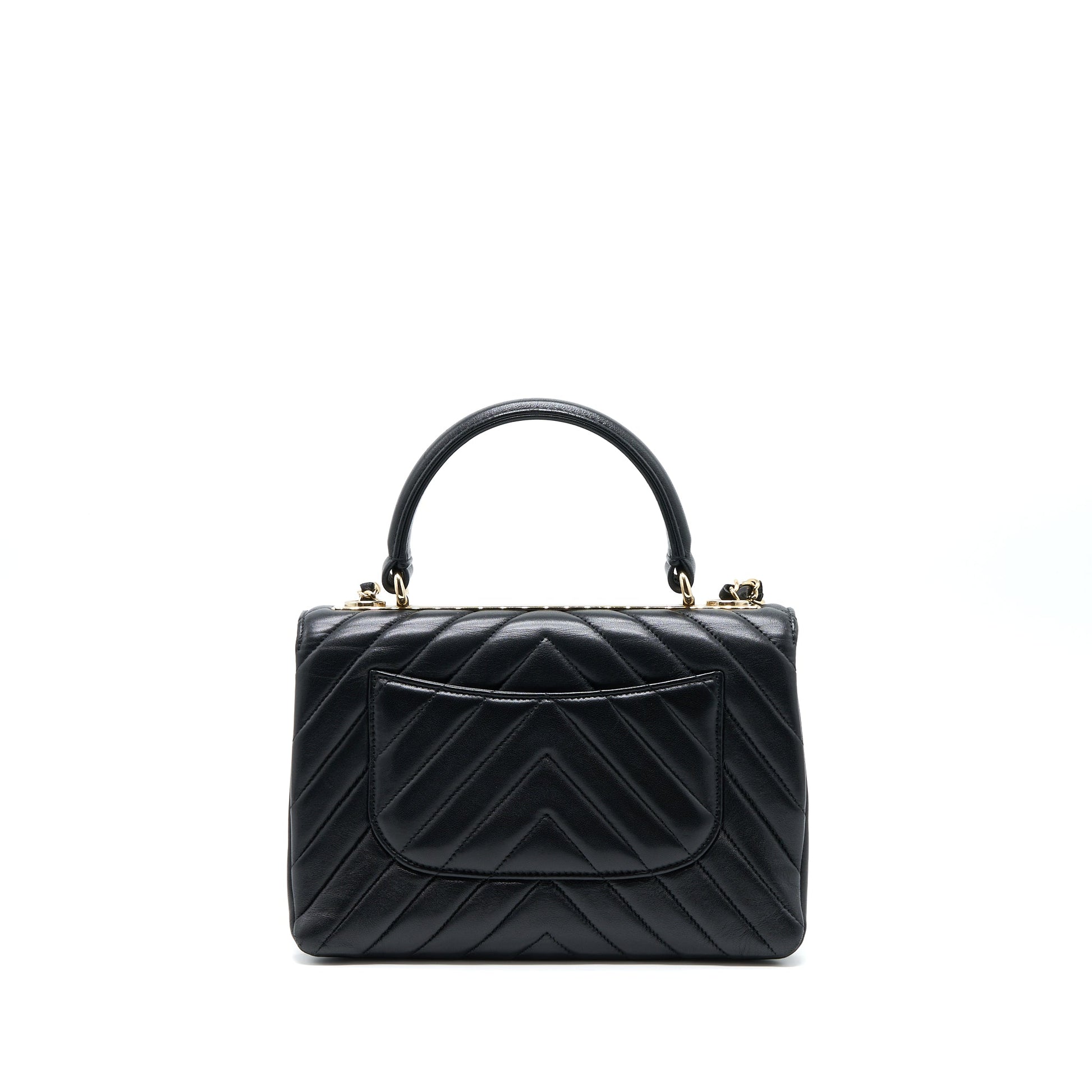 Chanel Chevron Trendy CC Top Handle Flap Black Shoulder Bag