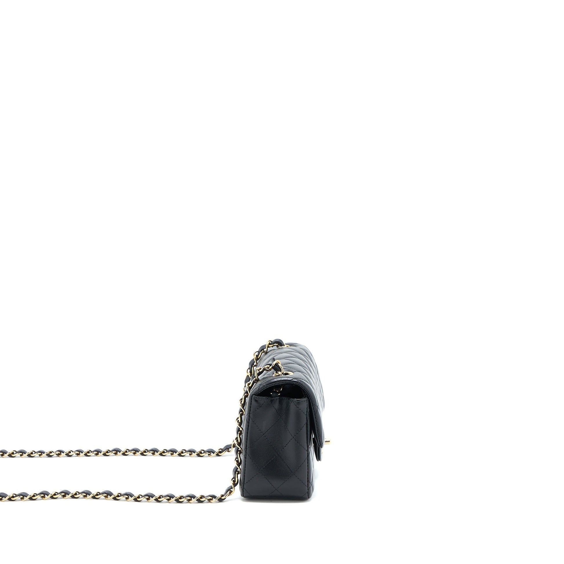 Chanel Classic Rectangular Flap Lambskin LGHW Microchip Black Shoulder Bag Microchip 2