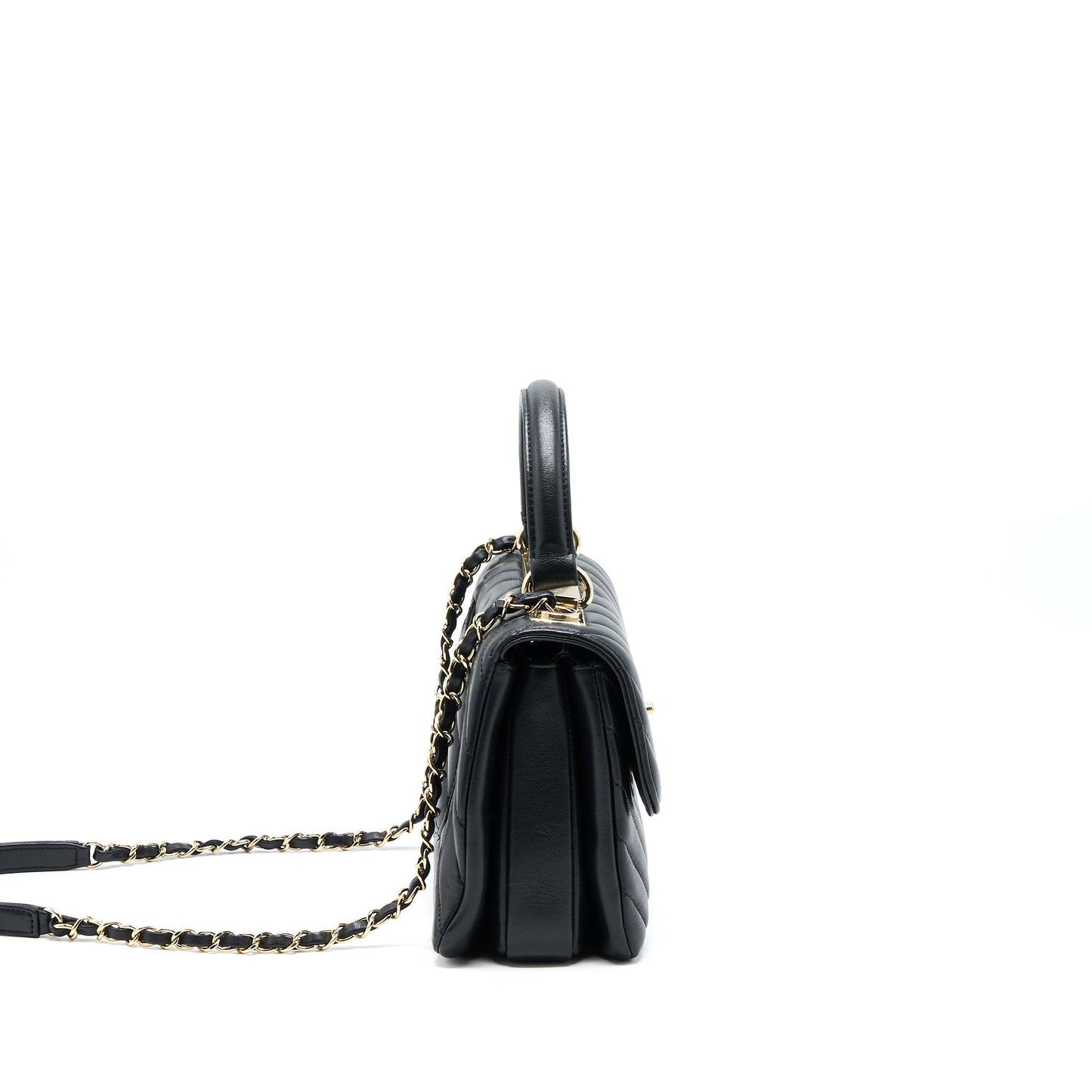 Chanel Chevron Trendy CC Top Handle Flap Black Shoulder Bag