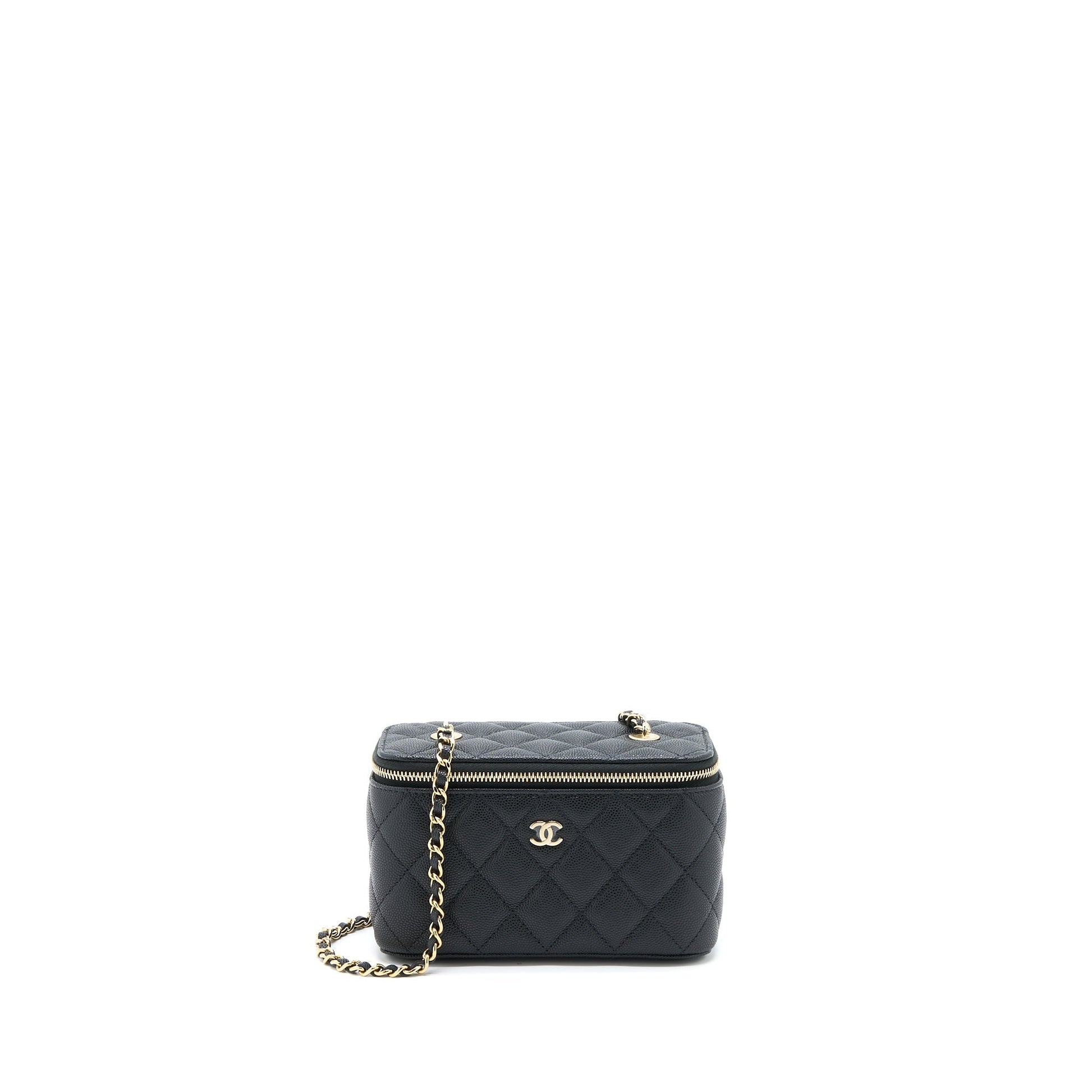 Chanel Long Vanity Caviar LGHW Microchip Black Handbag
