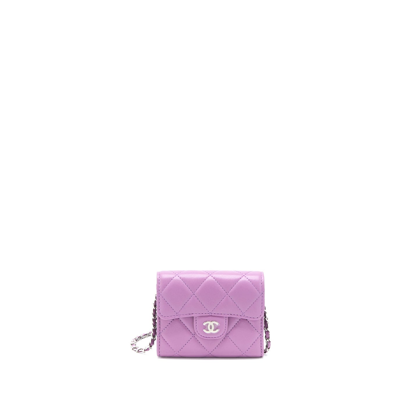 Chanel On Lambskin Purple SHW Clutch Bag