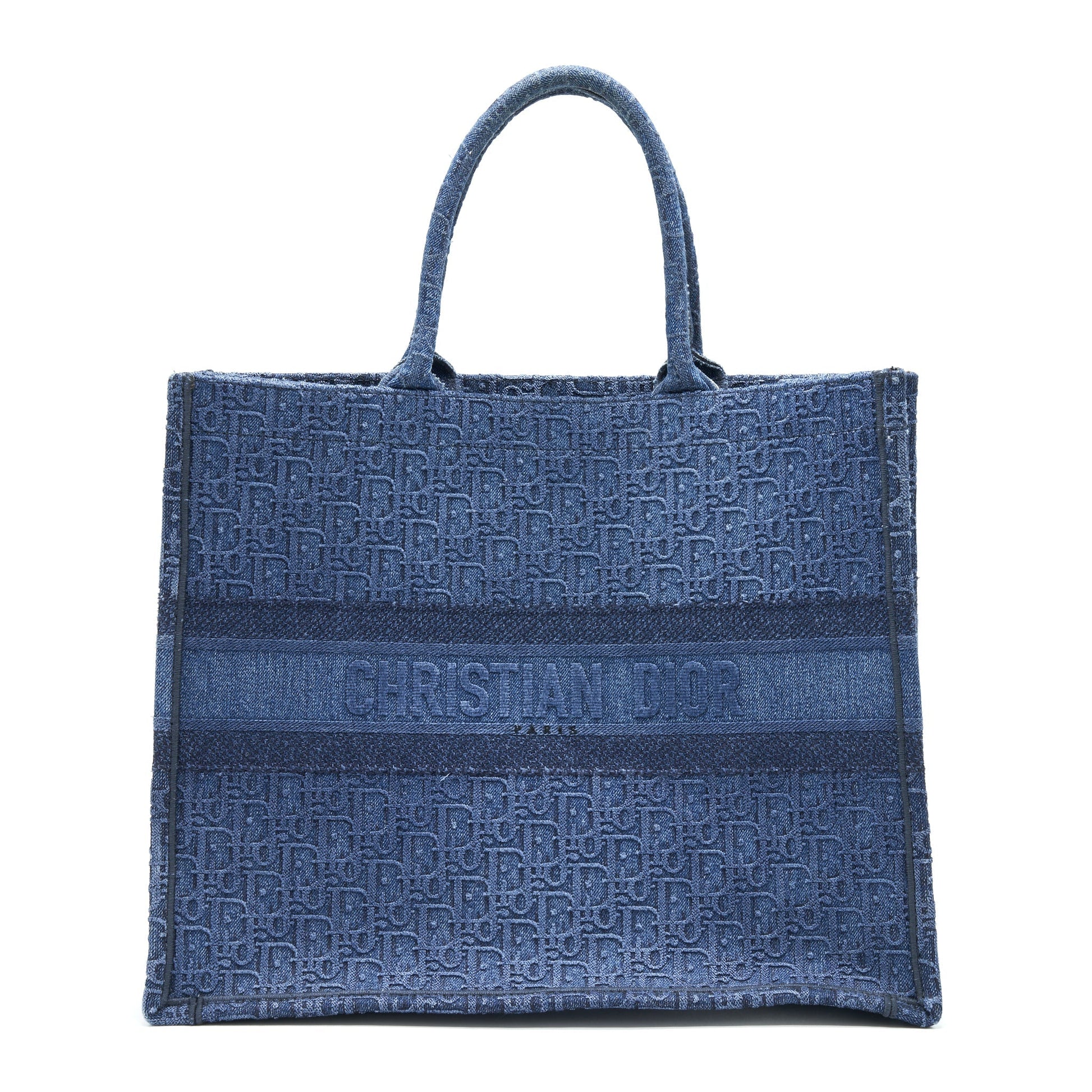 Dior Print Book Tote Handbag Denim Logo Tote Bag