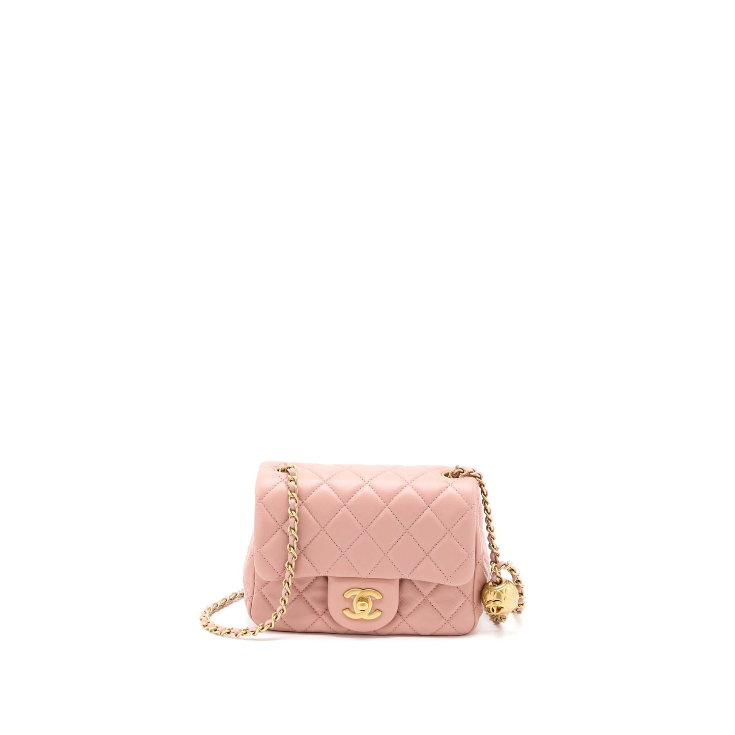 Chanel Pearl Crush Square Flap Lambskin Dark Pink Shoulder Bag