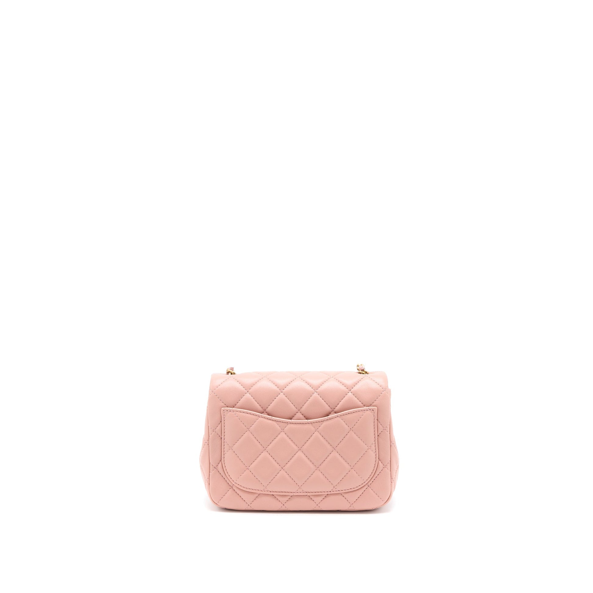 Chanel Pearl Crush Square Flap Lambskin Dark Pink Shoulder Bag