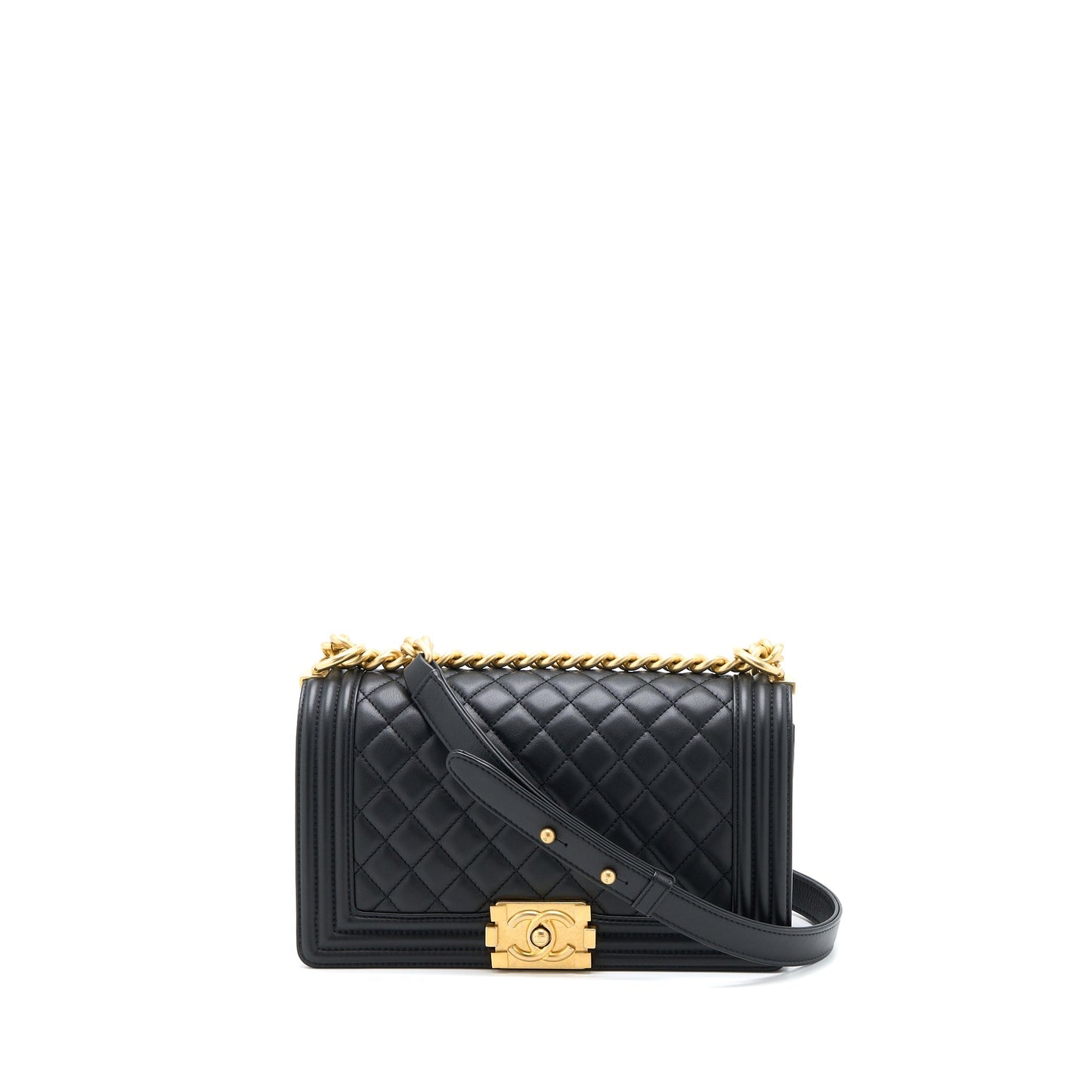 Chanel Boy Calfskin Brushed GHW Black Handbag