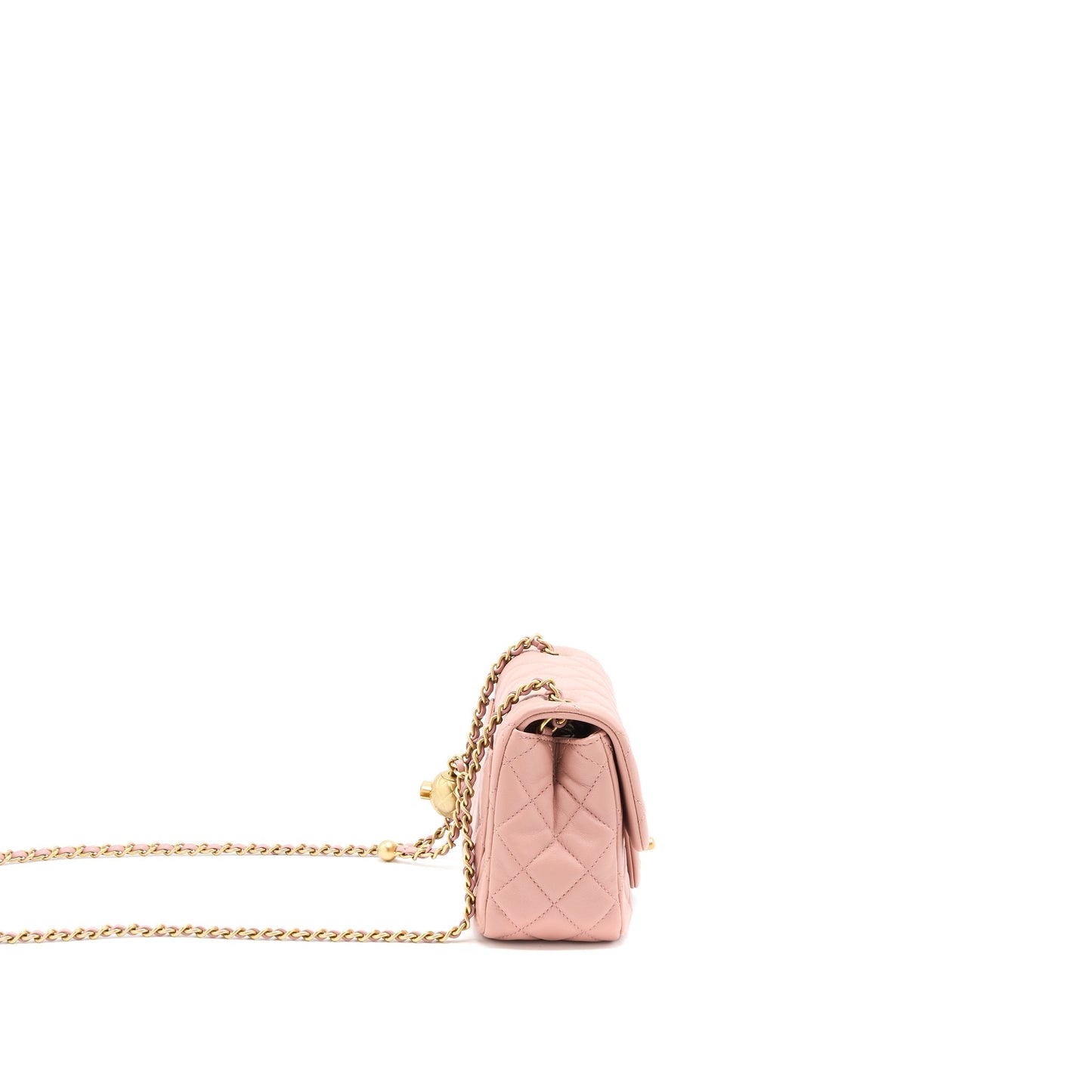 Chanel Pearl Crush Square Flap Lambskin Dark Pink Shoulder Bag