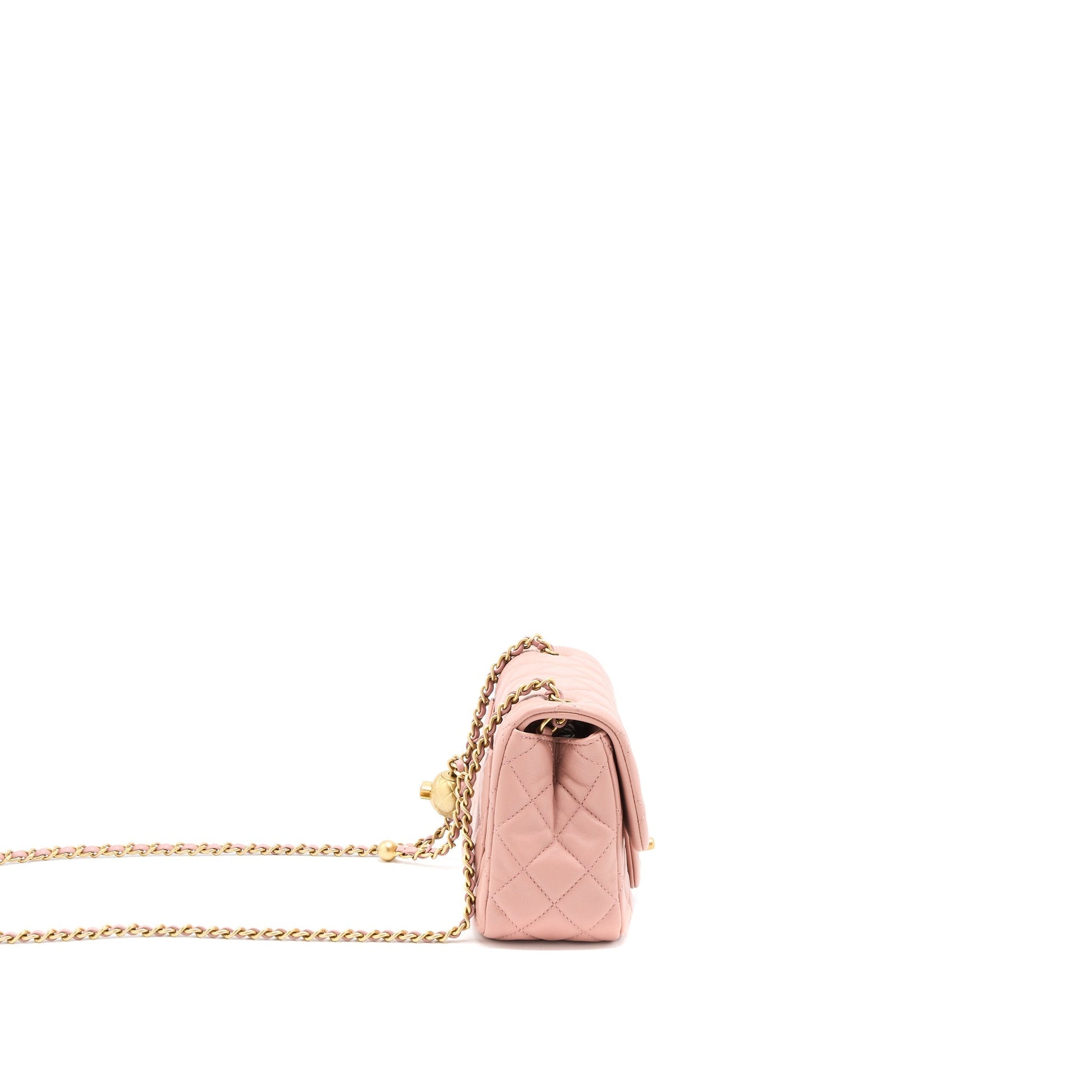 Chanel Pearl Crush Square Flap Lambskin Dark Pink Shoulder Bag
