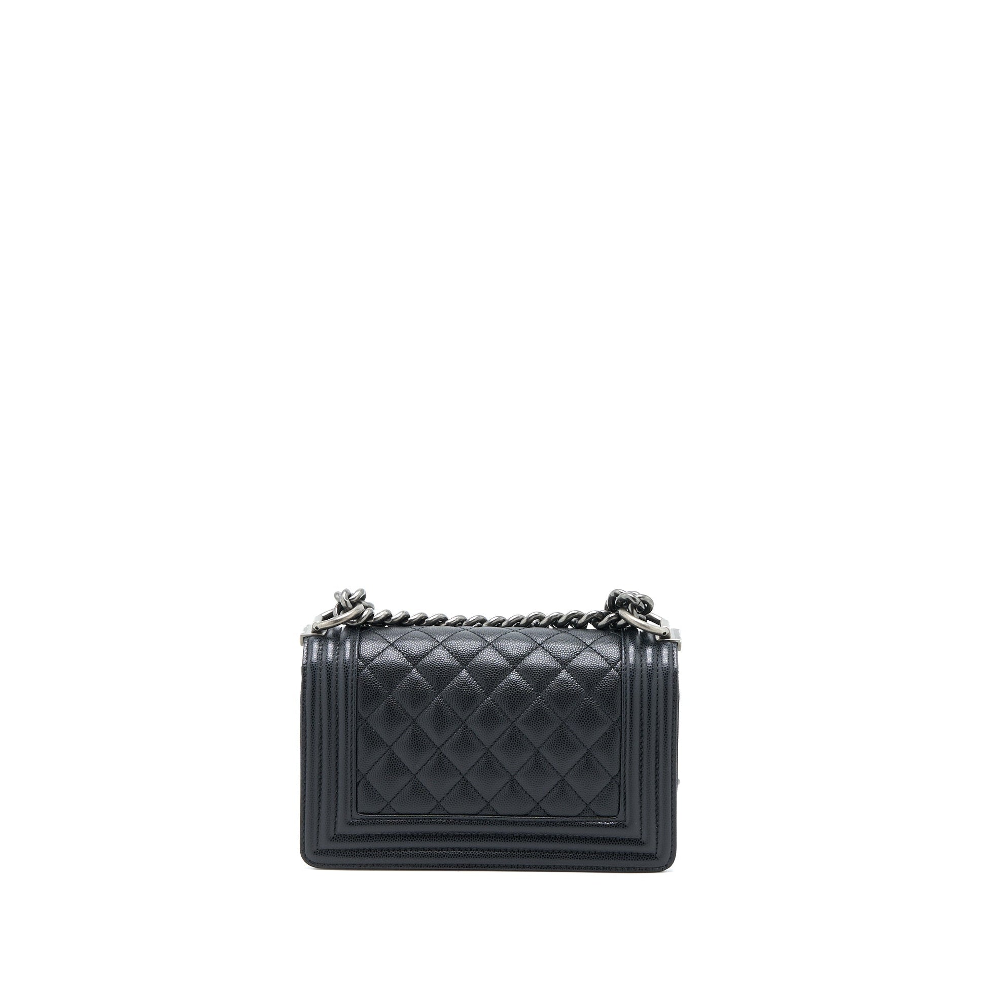 Chanel Boy Caviar Ruthenium Hardware Microchip Black Small Handbag Microchip 1