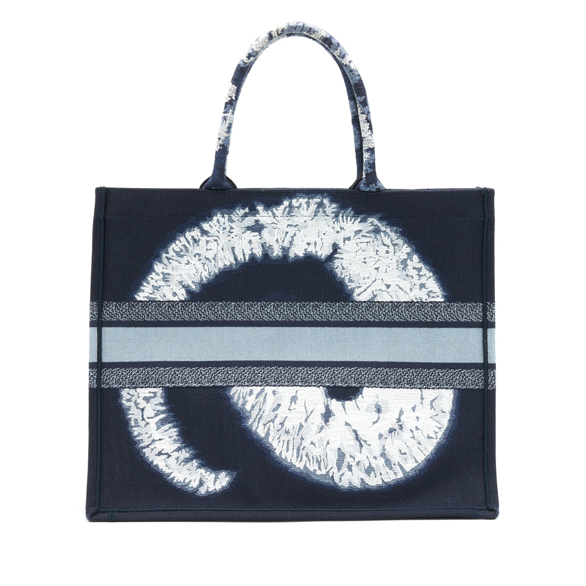 Dior Limited Edition Book Tote Dark Pattern Handbag Denim Blue Tote Bag