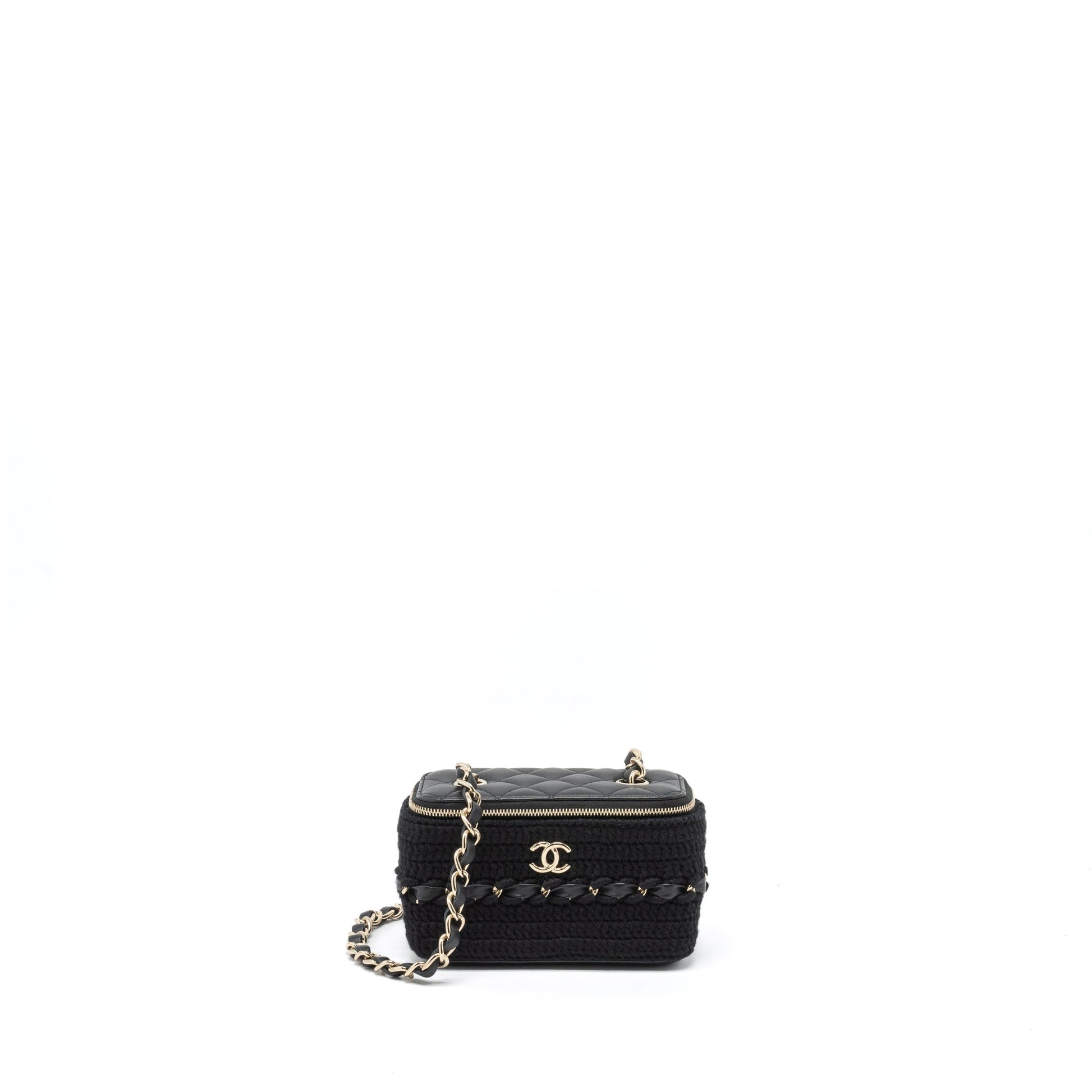 Chanel Long Vanity Giant Tweed Lambskin LGHW Black Handbag