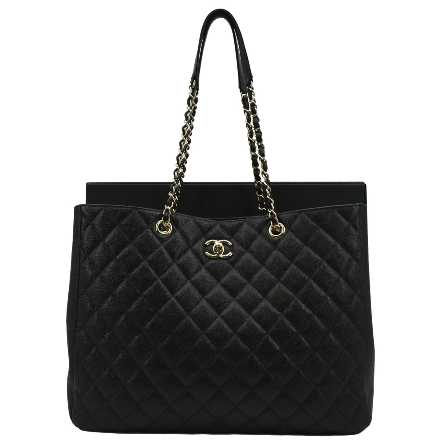 Chanel CC Quilted Leather Black Travel Bag