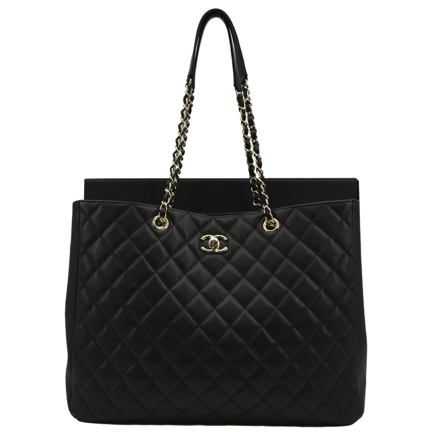 Chanel CC Quilted Leather Black Travel Bag