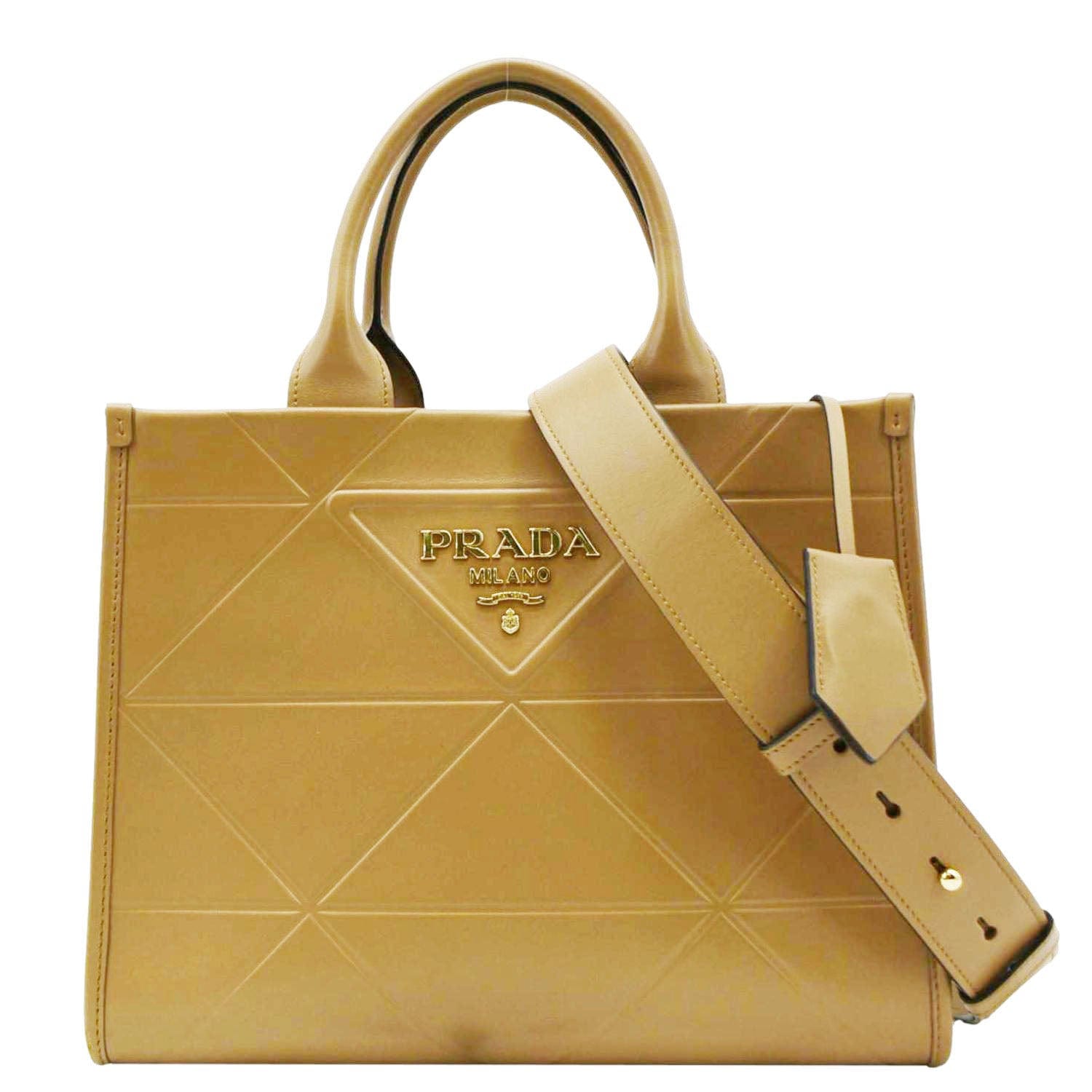 Prada Triangolo Symbole Soft Shoulder Bag Caramel Leather Small