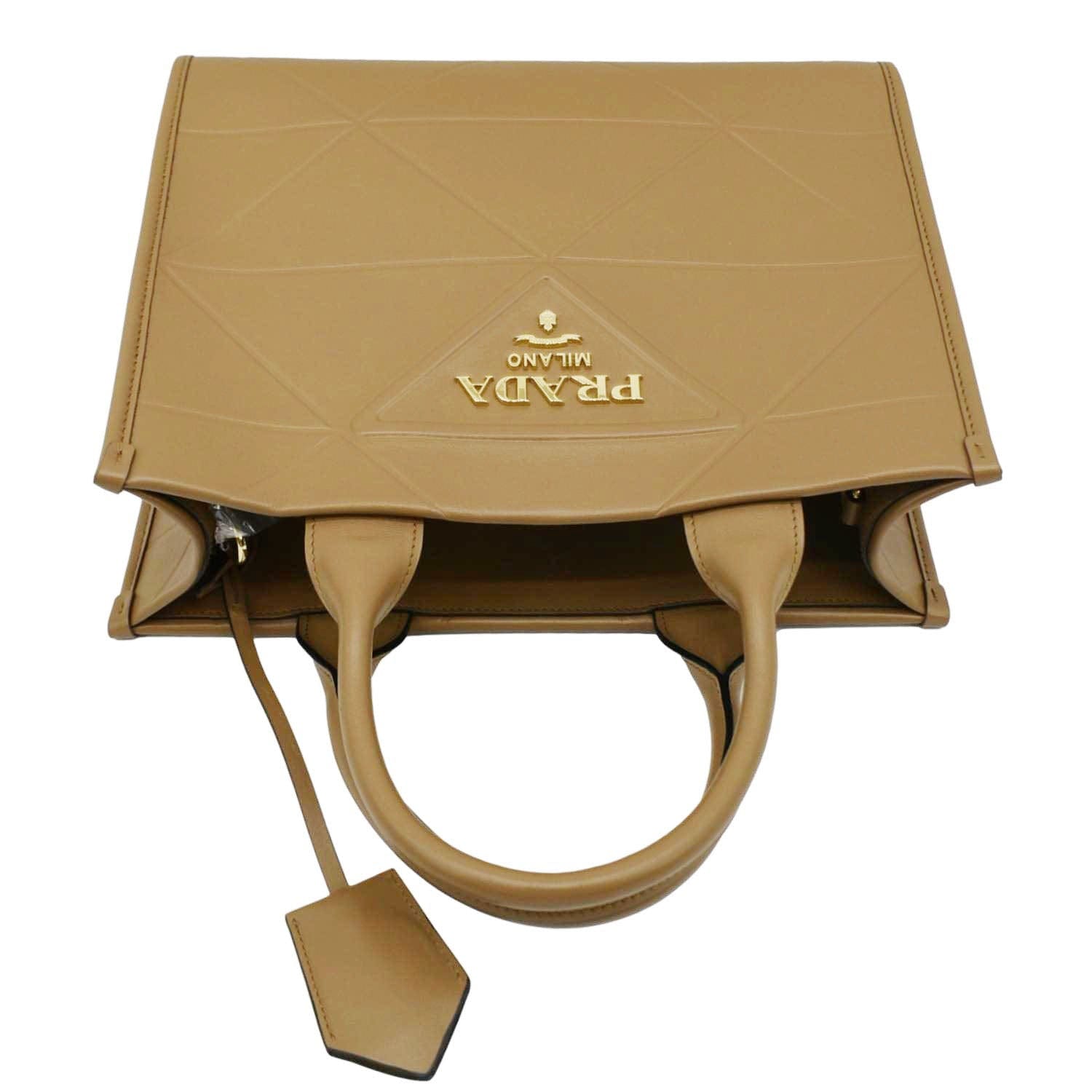 Prada Triangolo Symbole Soft Shoulder Bag Caramel Leather Small