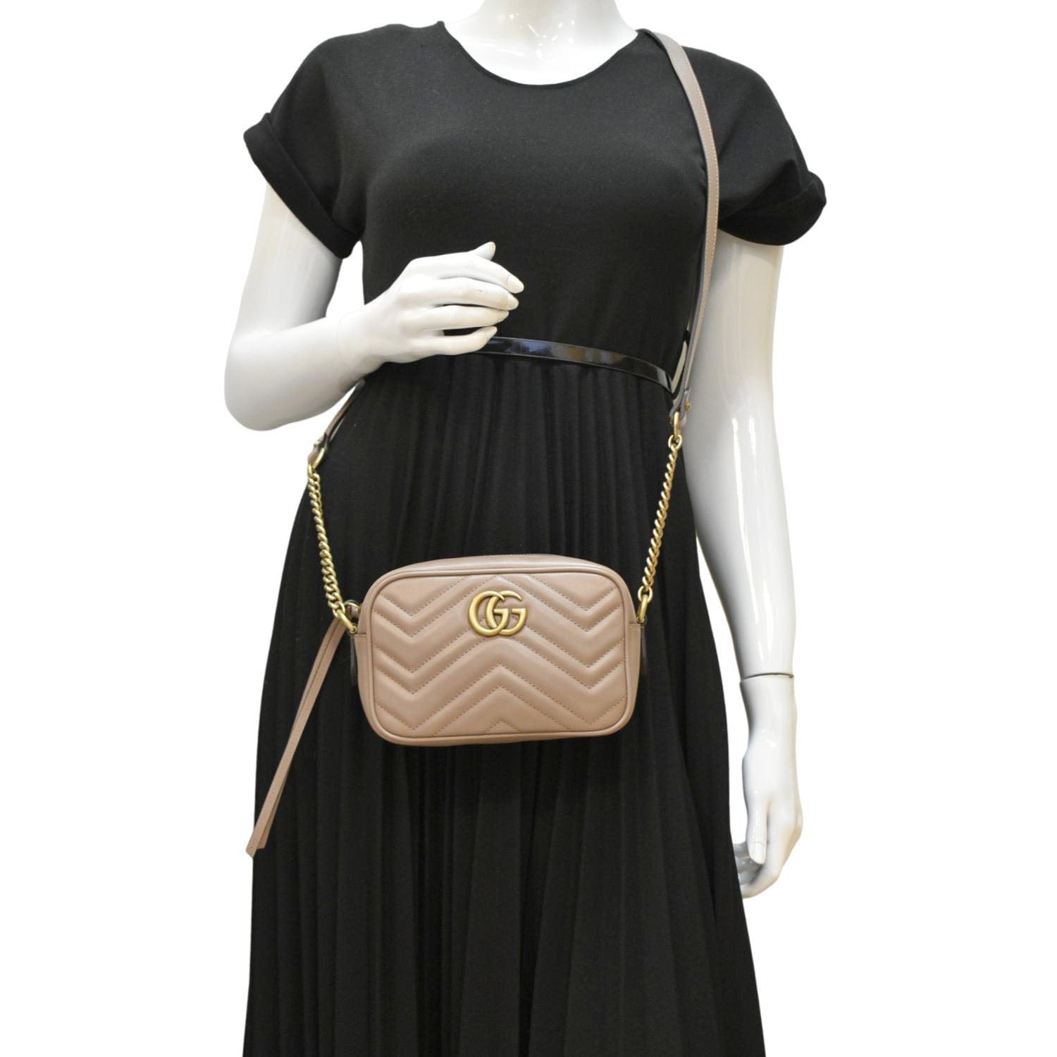 Gucci Marmont Mini Crossbody Bag Dusty Leather Matelasse