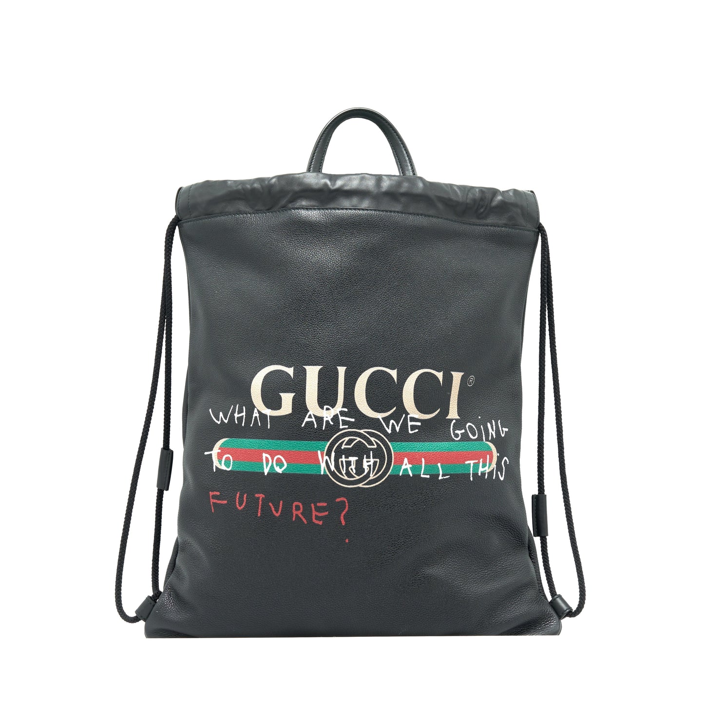 Gucci Printed Drawstring Backpack Black Logo Jewelry