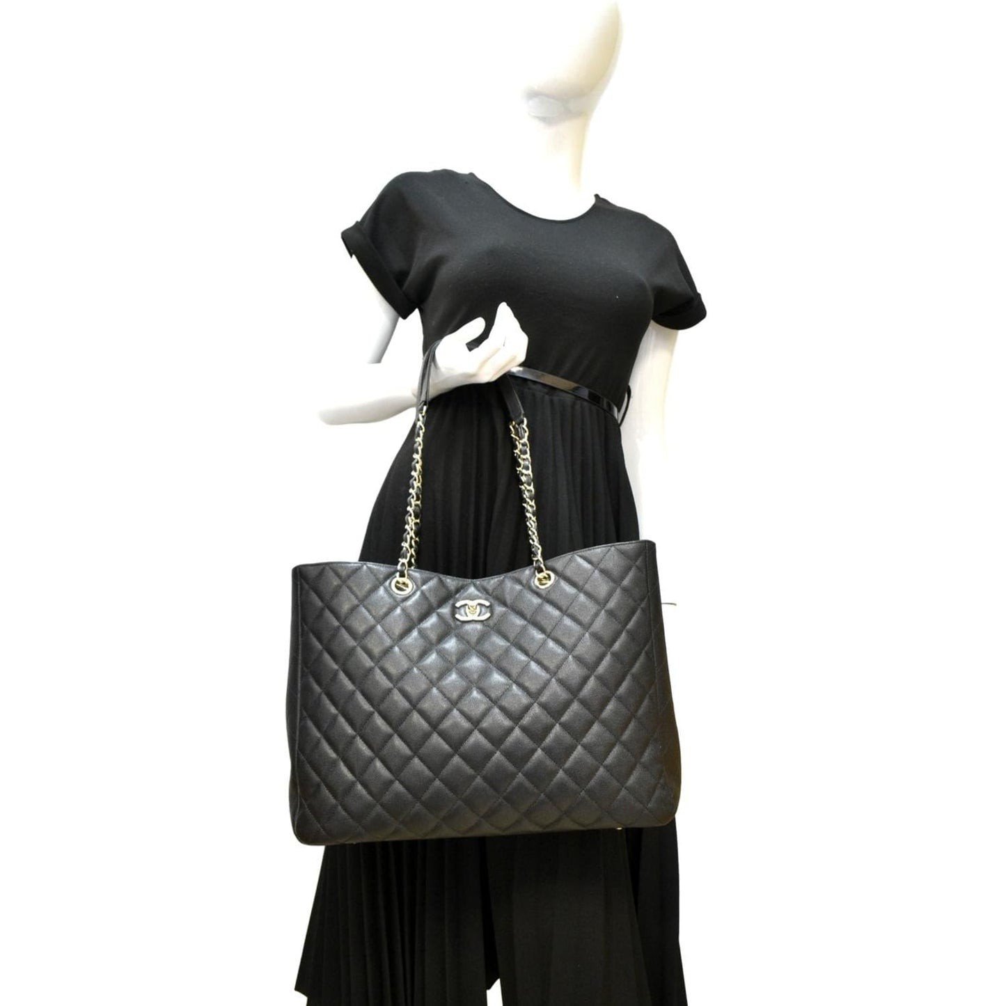 Chanel CC Quilted Leather Black Travel Bag