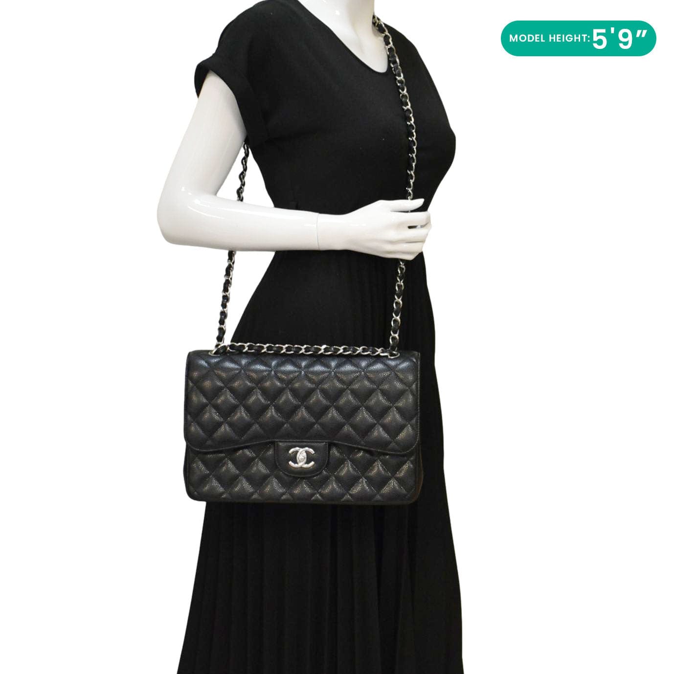 Chanel Jumbo Classic Double Flap Quilted Leather Black Travel Bag Flap Bag