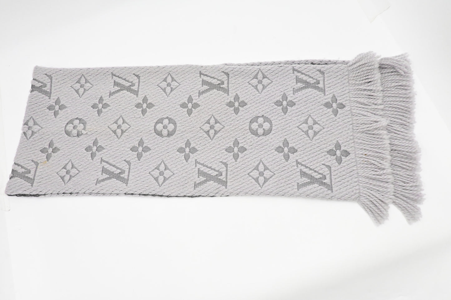 Louis Vuitton Logomania Scarf Silk Wool Gray Apparel